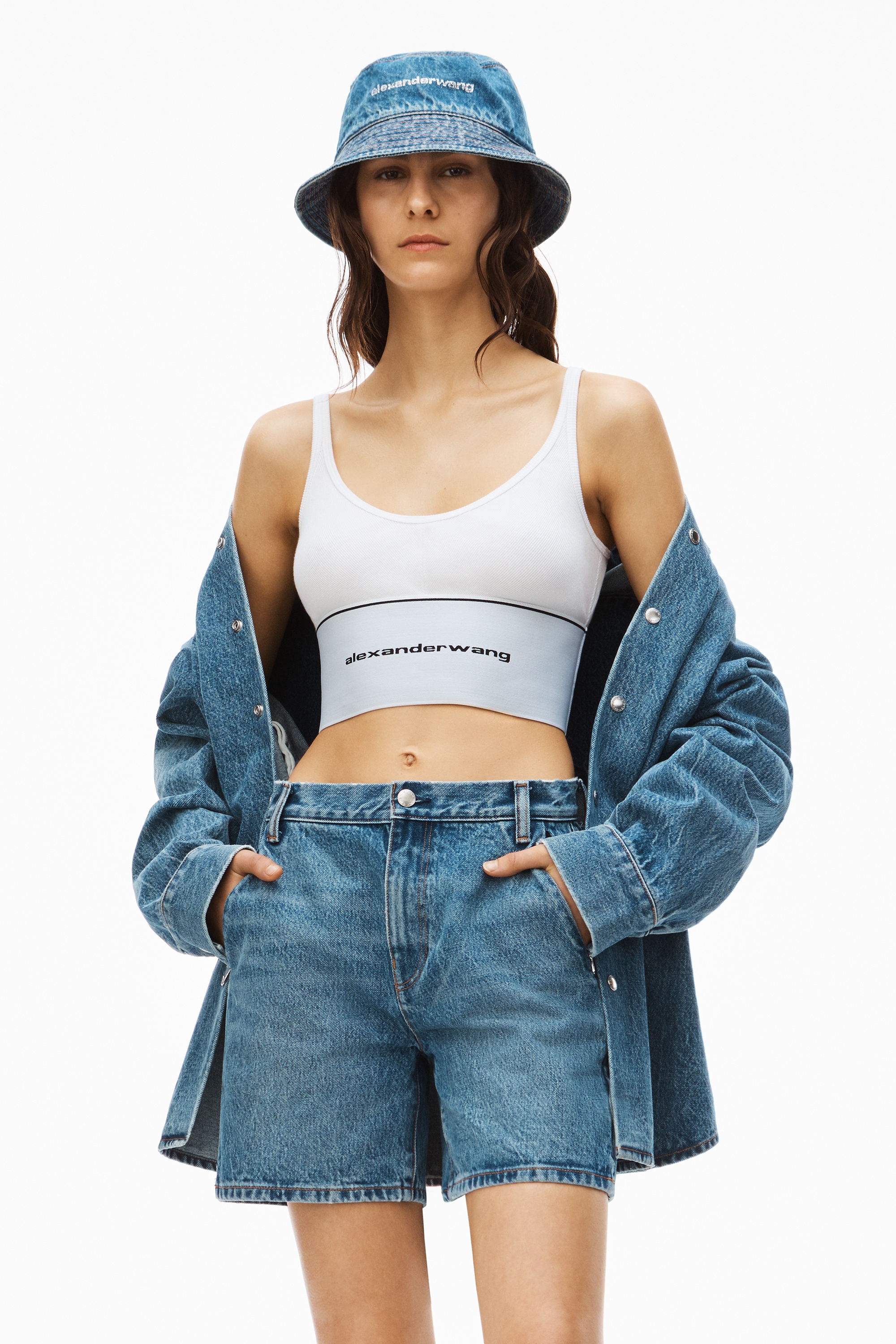 Alexander Wang Alexander Wang alexanderwang LOGO ELASTIC BRA TANK