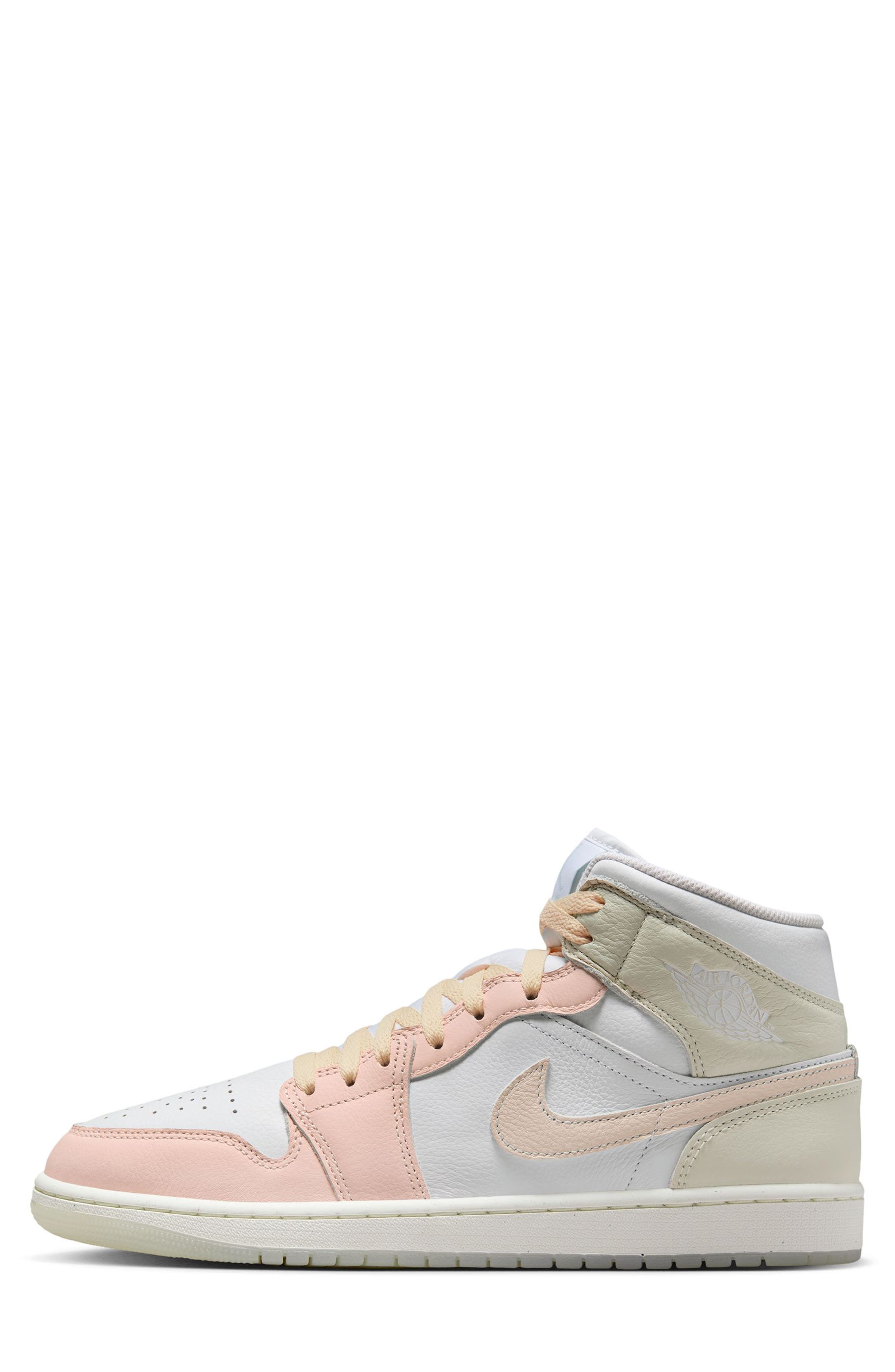 Air Jordan 1 Mid SE Sneaker in White/Guava Ice/Glacier Blue at Nordstrom - 2