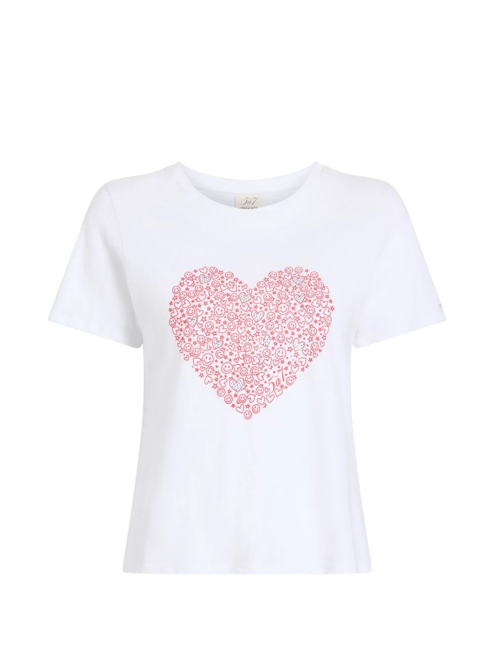 rhinestone-embellished heart-print T-shirt - 1