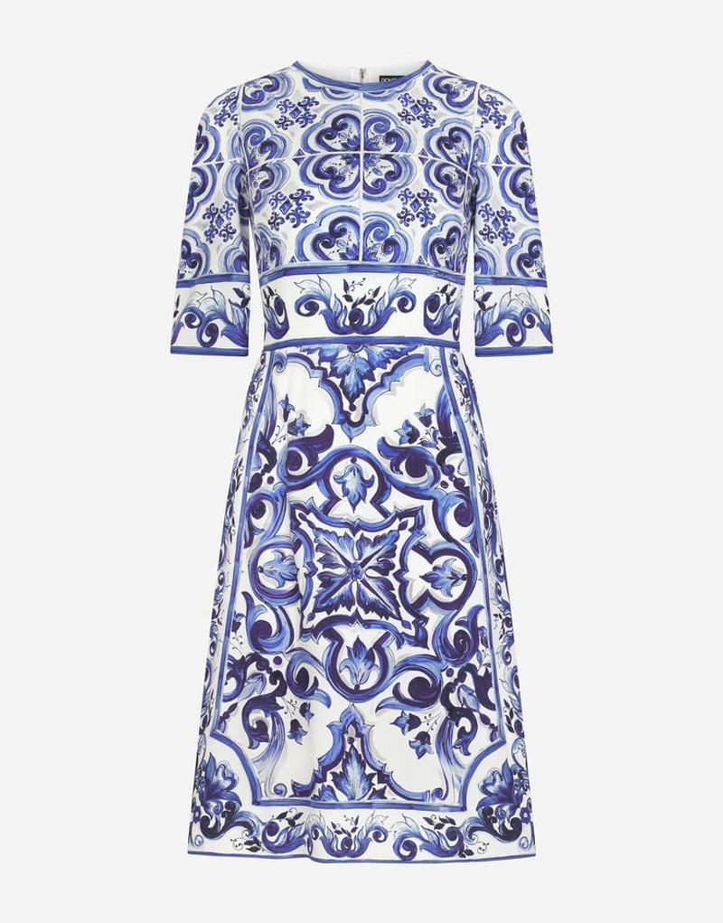 Majolica-print charmeuse midi dress 1