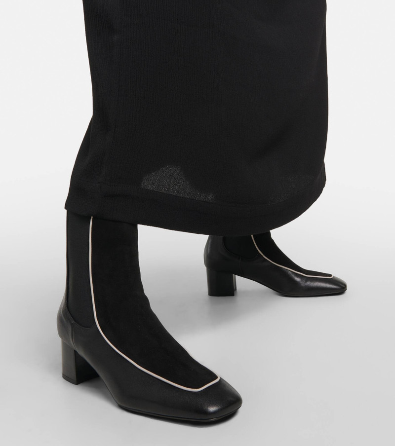 Velvet-trimmed leather ankle boots 4