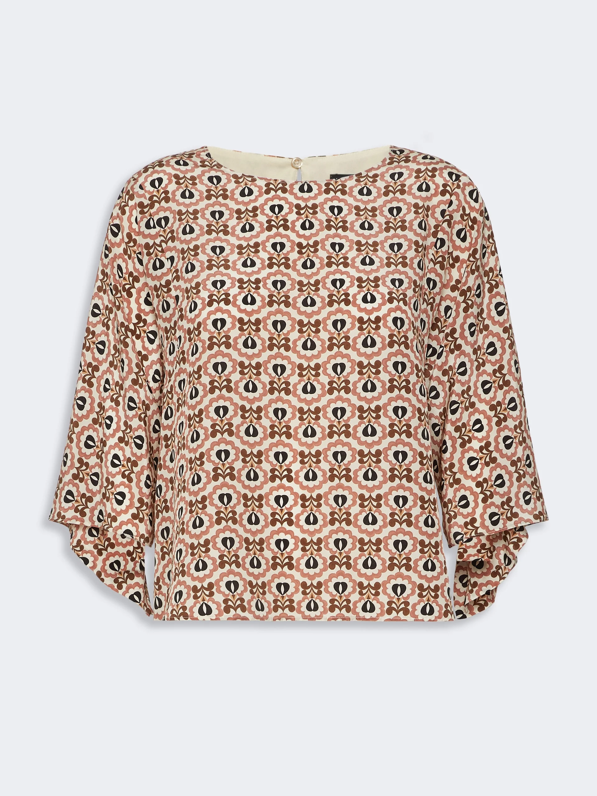 ADONE Printed silk crepe de chine blouse - ANTIQUE ROSE - 1