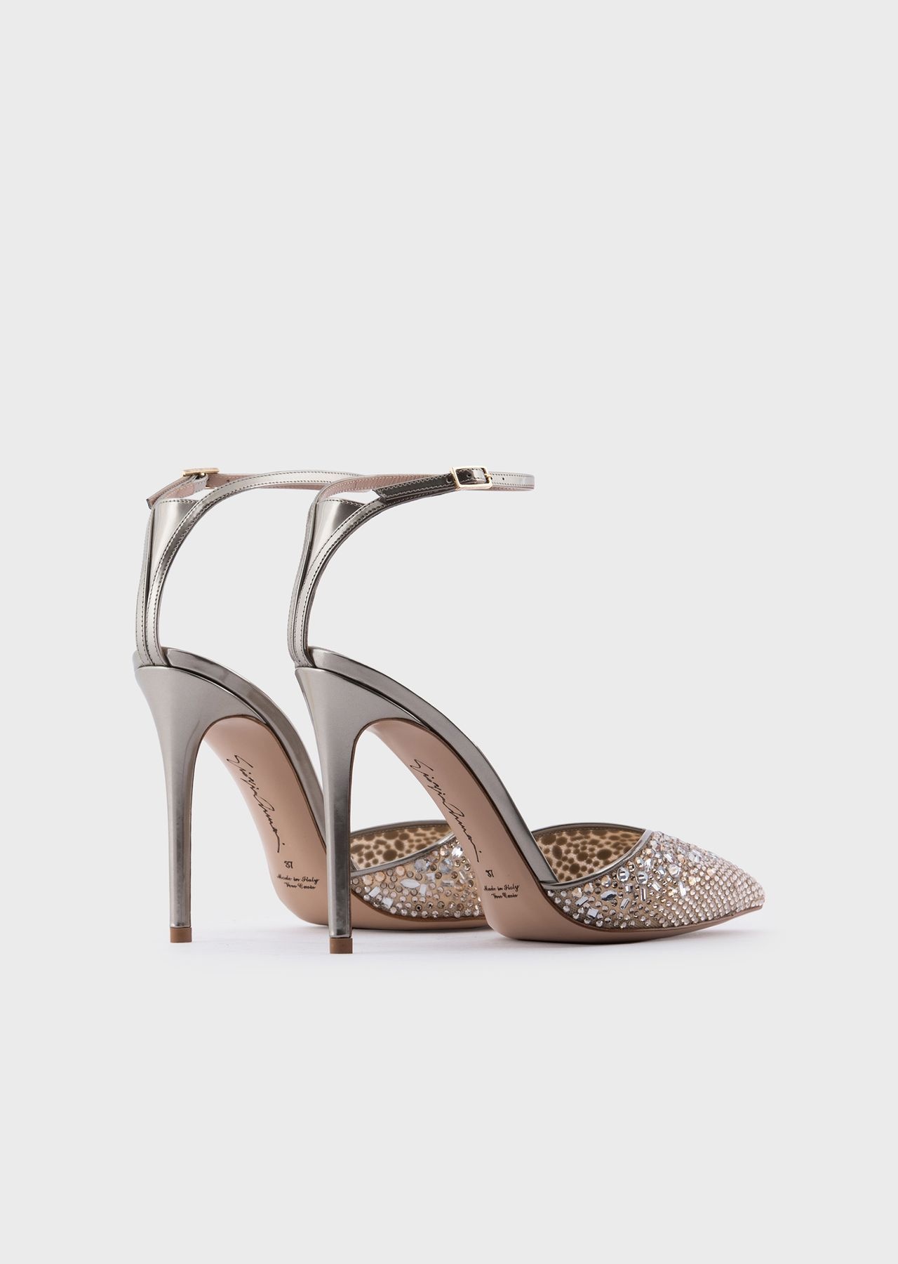 Lamé leather court shoes with crystals - 3