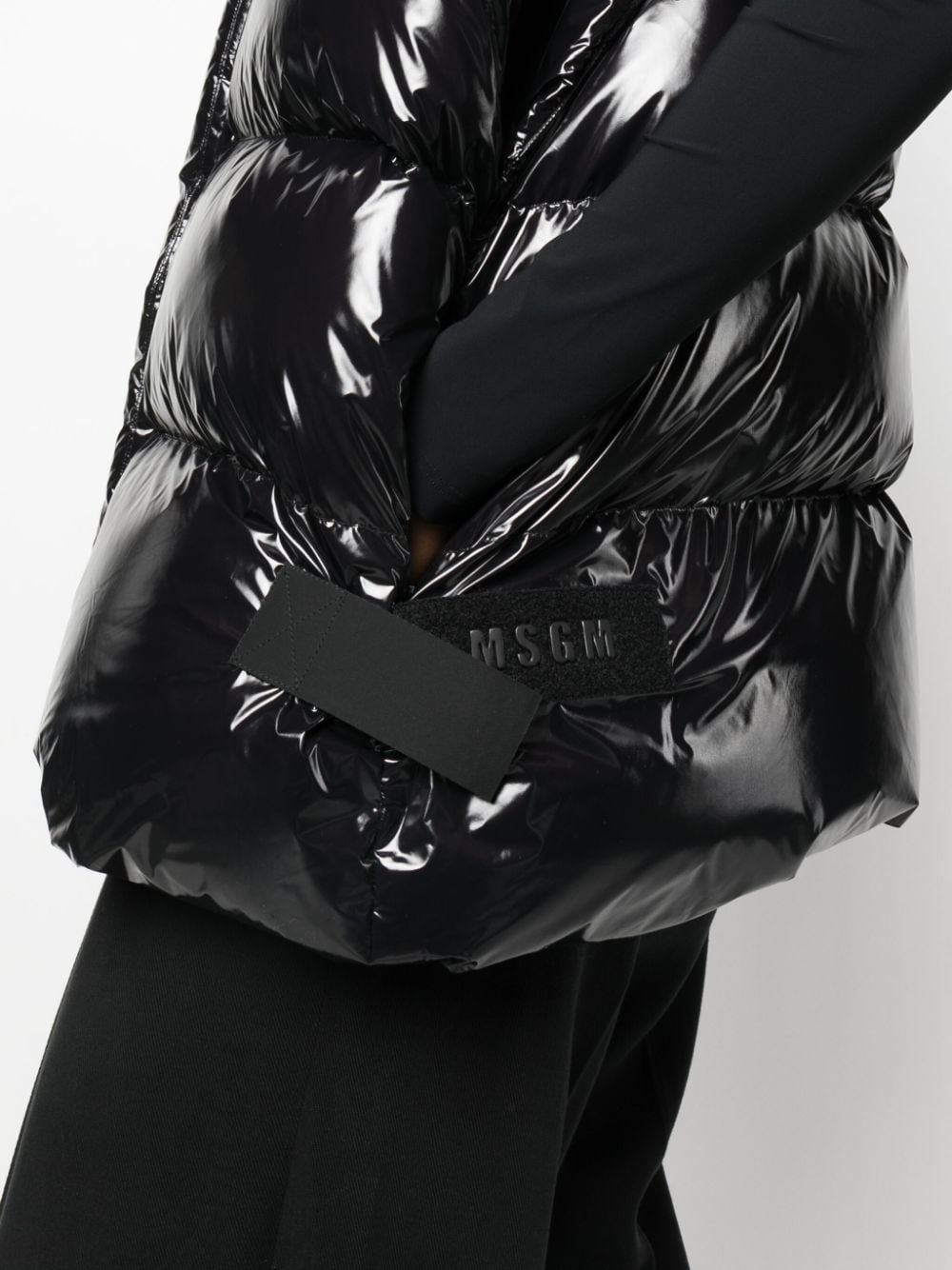 glossy padded zip-up gilet - 5