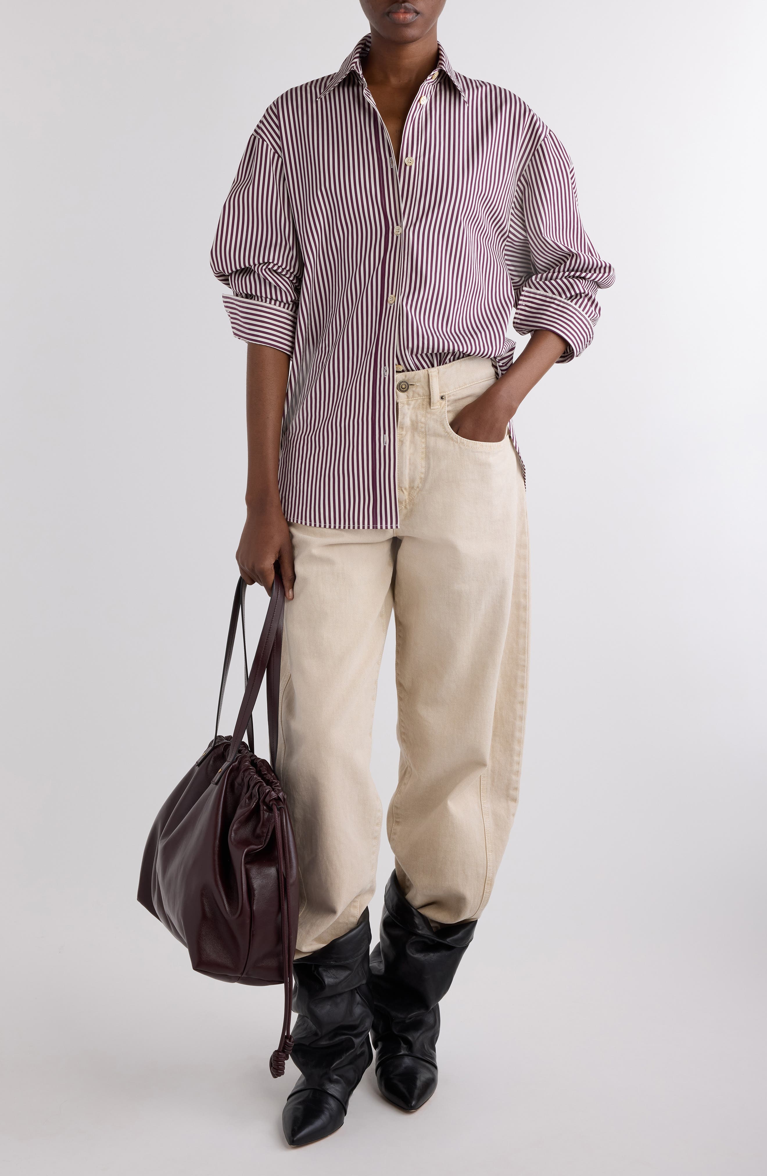 Isabel Marant Oriane Barrel Leg Jeans in Ecru at Nordstrom - 2