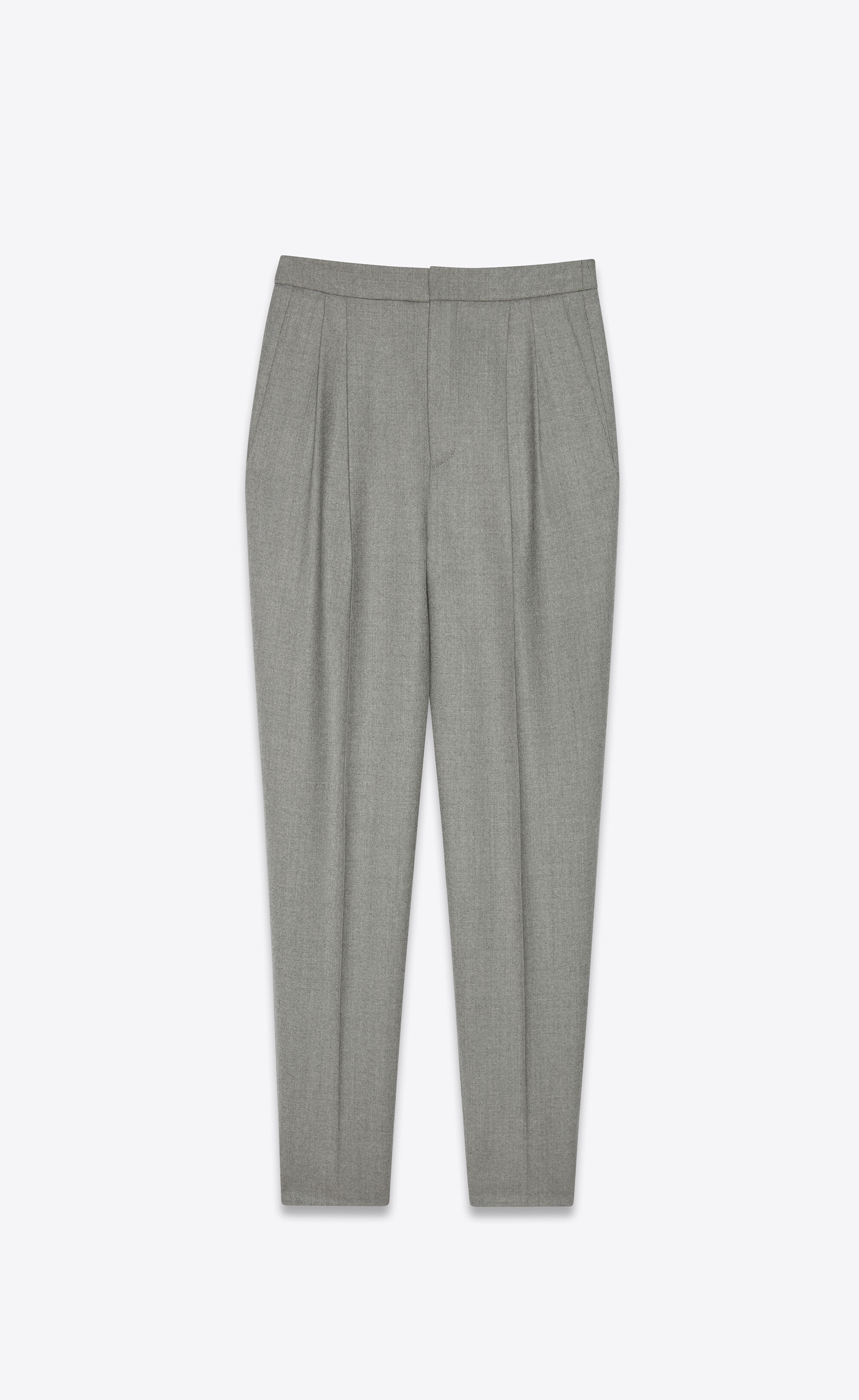 pleated high-rise pants in chiné wool twill - 1