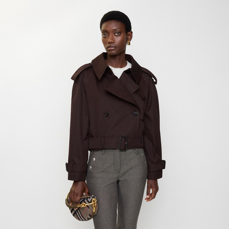 Burberry Cropped Gabardine Trench Jacket outlook