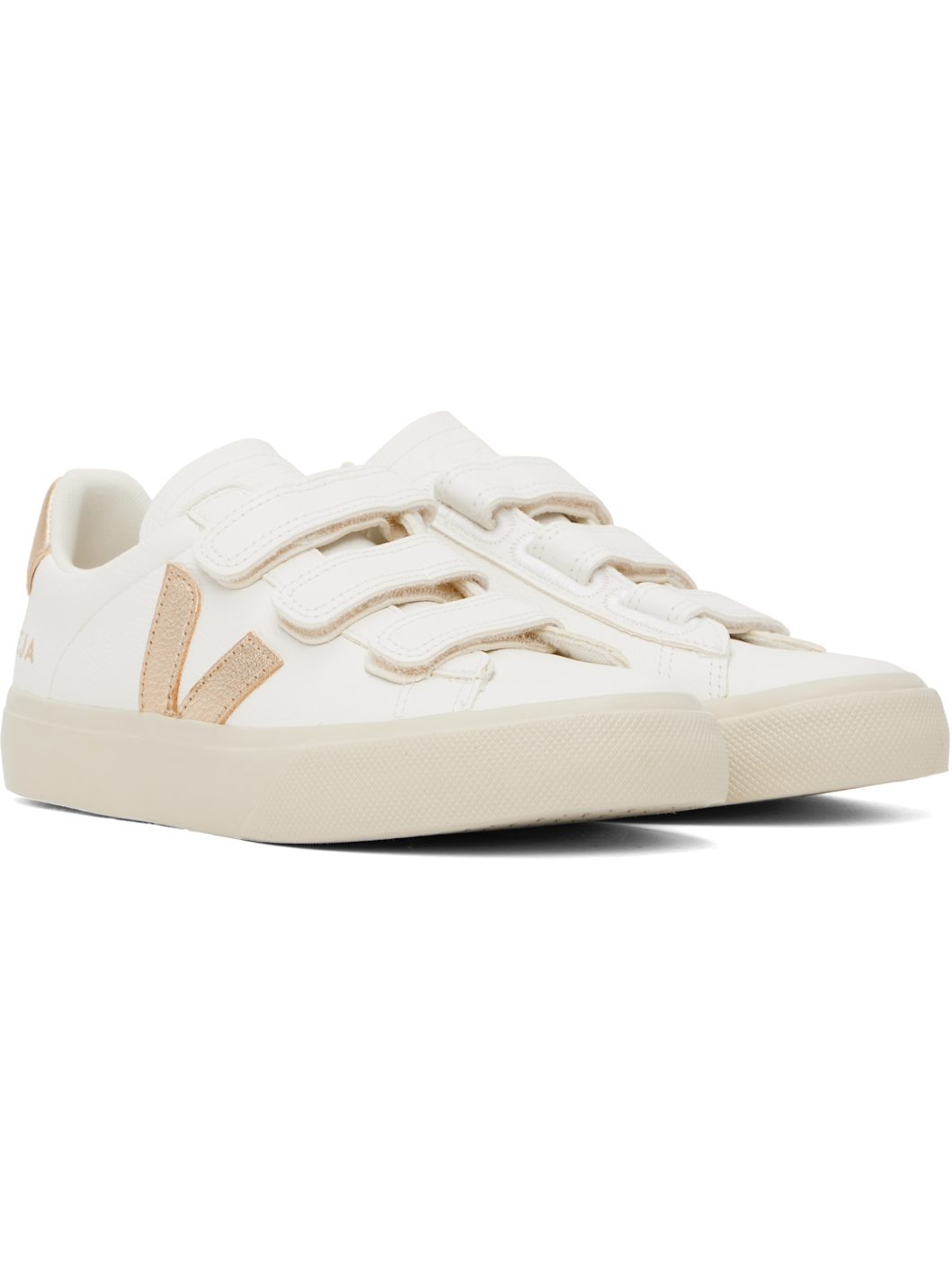 White & Gold Recife Leather Sneakers - 4