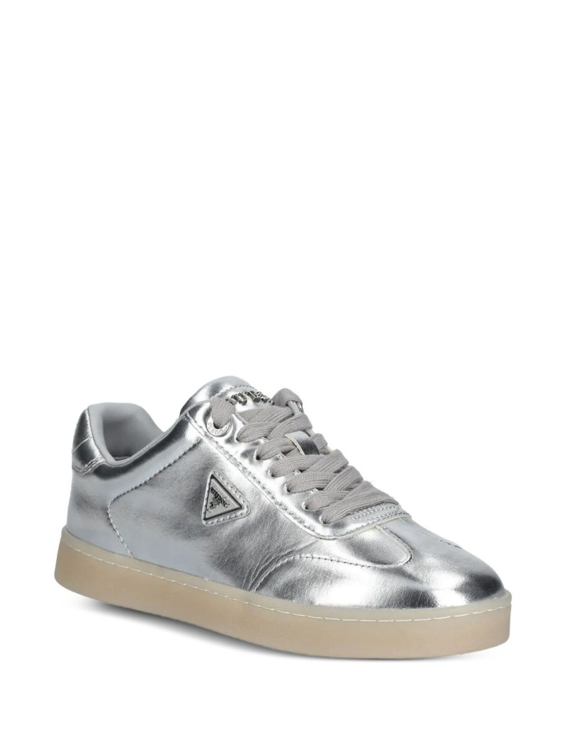 GUESS USA Jazlie metallic-effect leather low-top sneakers outlook