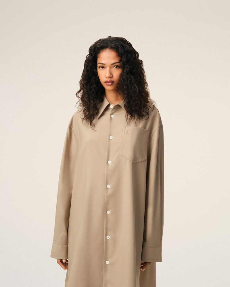 BEIGE NEW WOOL AMI DE COEUR WIDE SHIRT DRESS 3