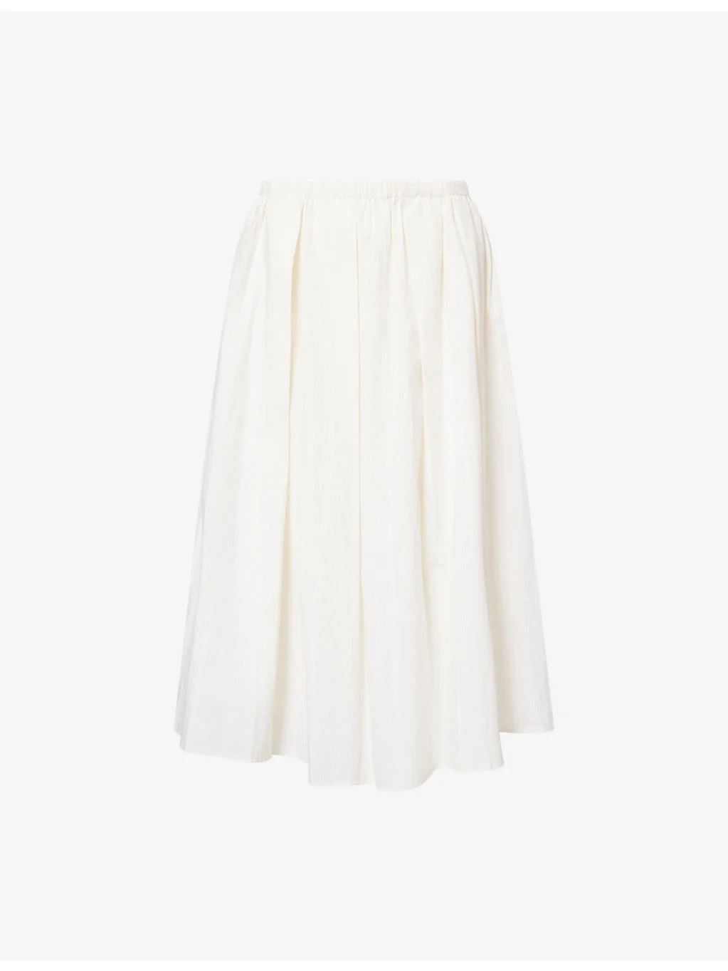 Striped Slip-Pocket Cotton Midi Skirt - 1