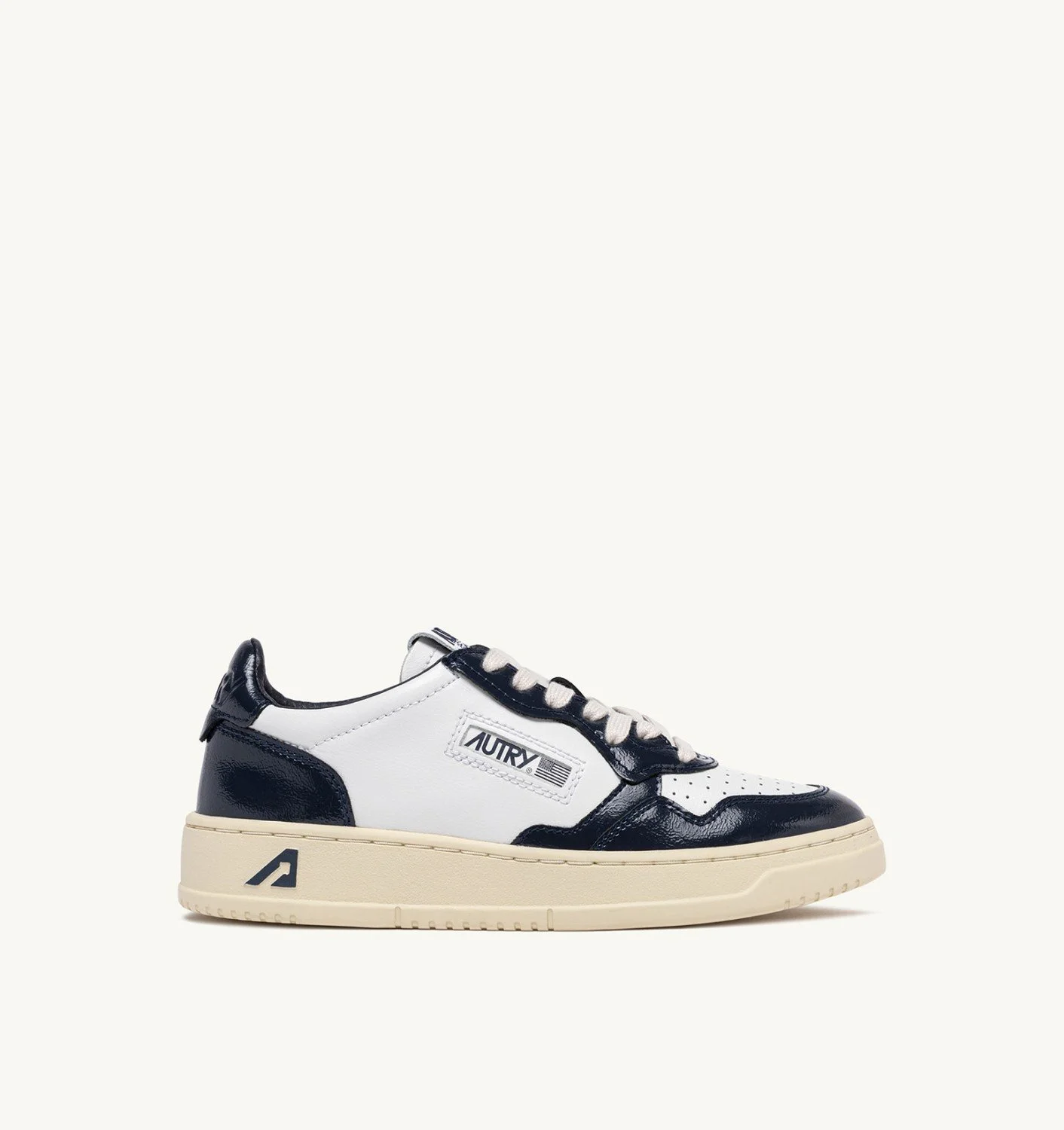 MEDALIST LOW SNEAKERS IN WHITE AND NIGHT BLUE LEATHER - 1