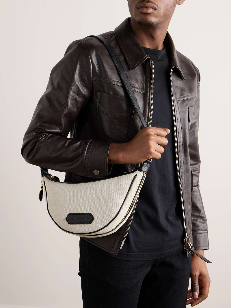 TOM FORD Leather-Trimmed Canvas Messenger Bag outlook