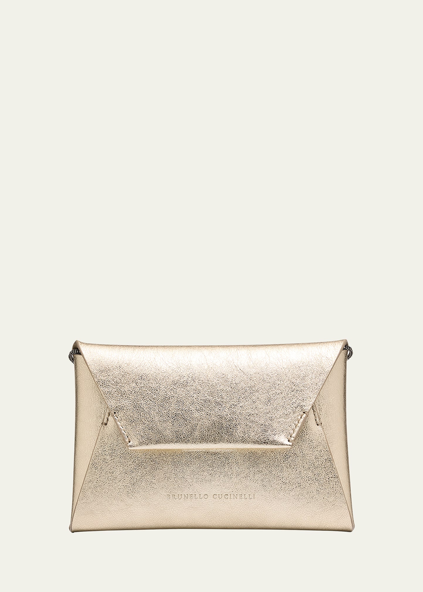 Envelope Flap Metallic Leather Clutch Bag - 1