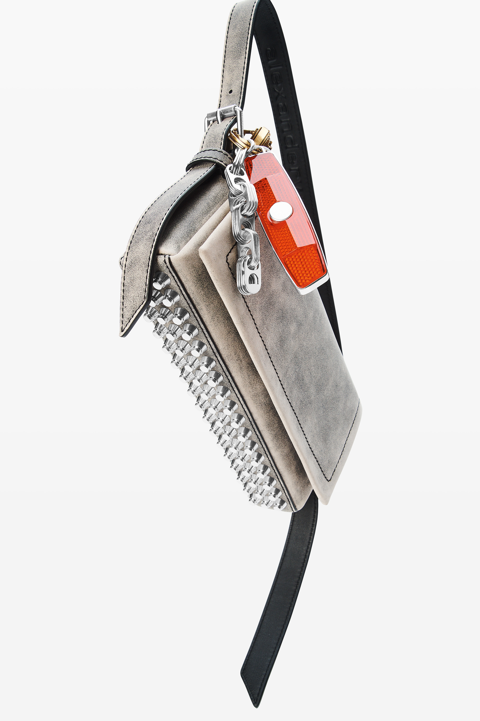 Black Crackle Leather Ricco Slim Flap Bag - 2