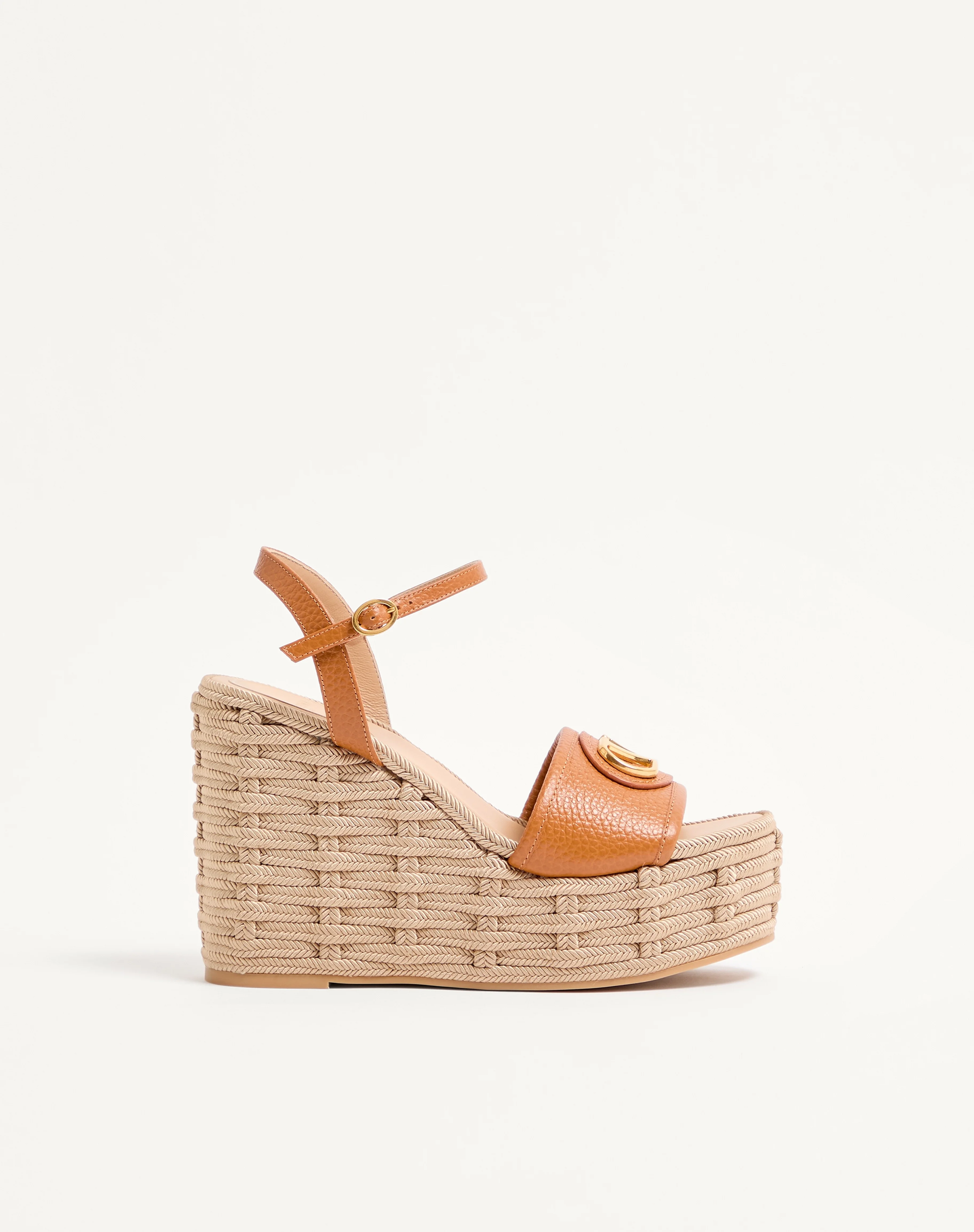 VLOGO SIGNATURE WEDGE SANDAL IN GRAINY CALFSKIN 120MM - 1
