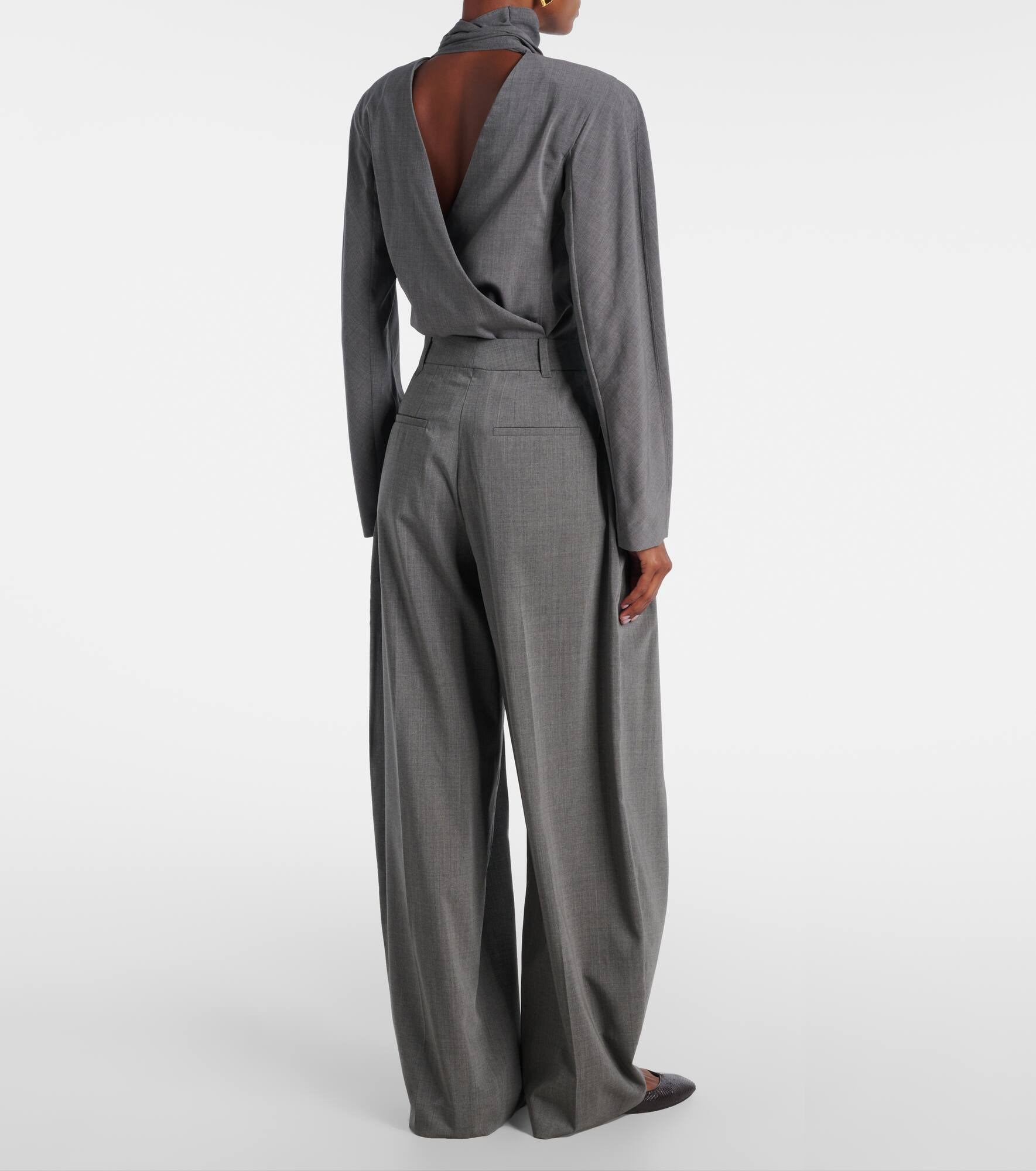 Pleated wool wide-leg pants - 3