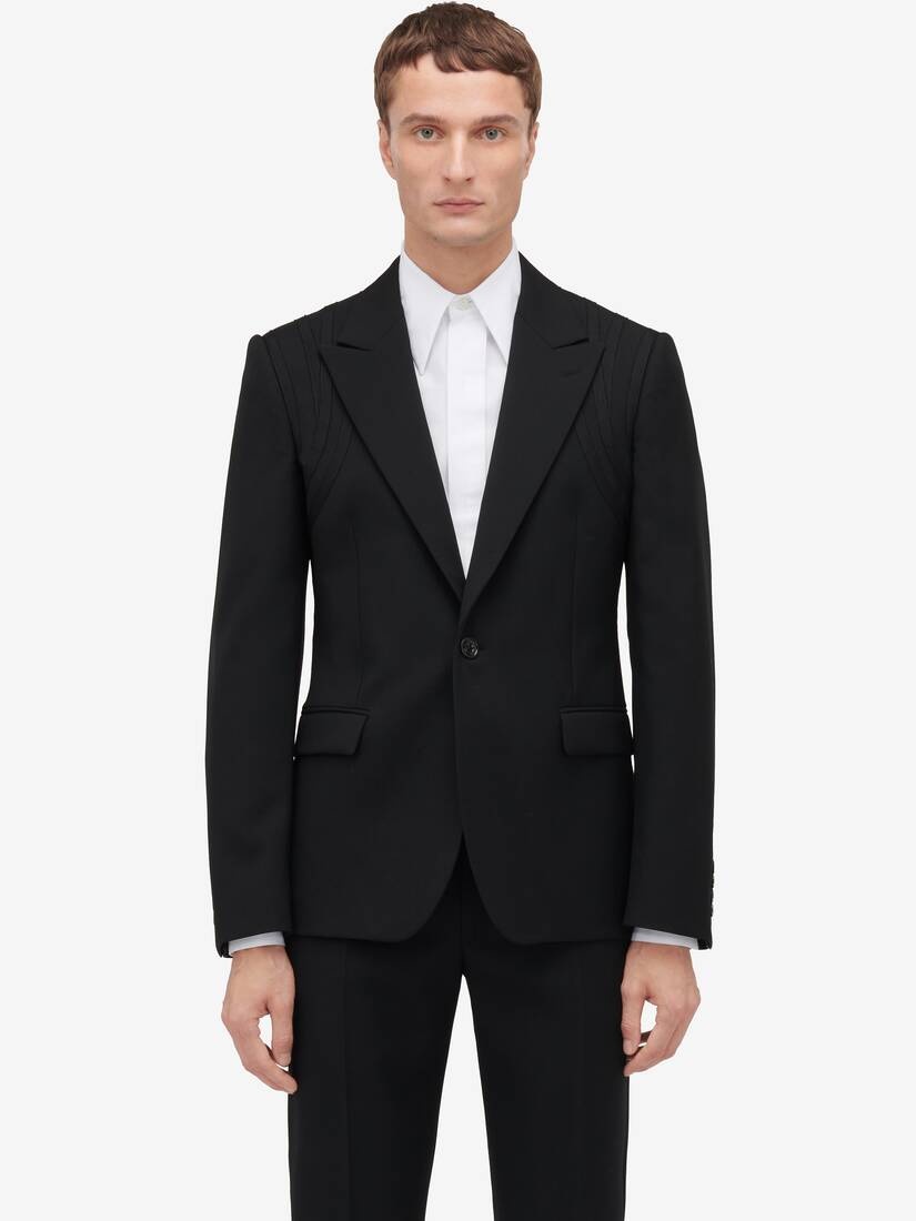 Men's Harness Single-breasted Jacket in Black - 5