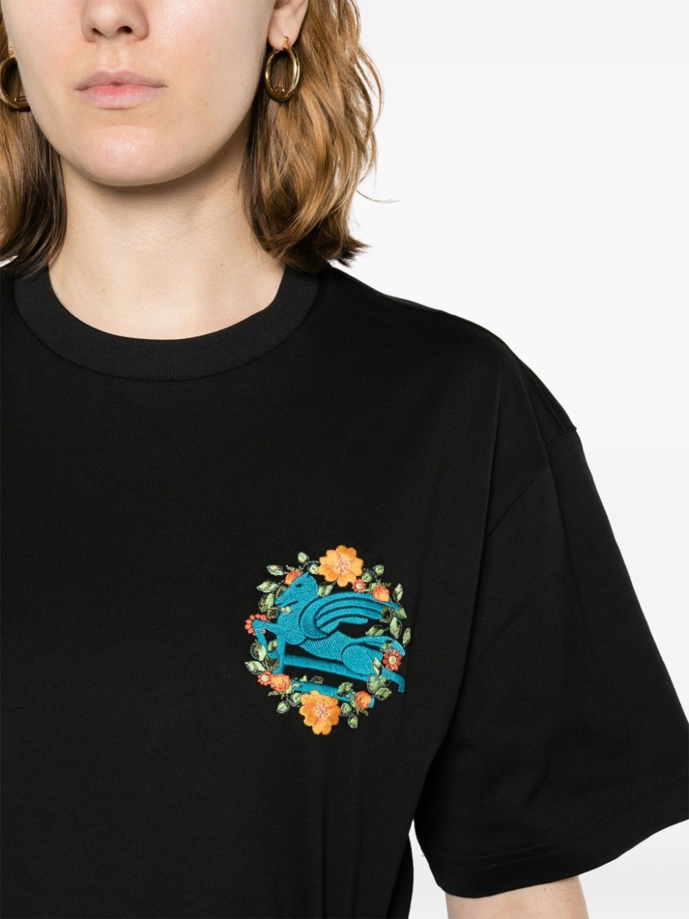logo-embroidered cotton T-shirt - 5