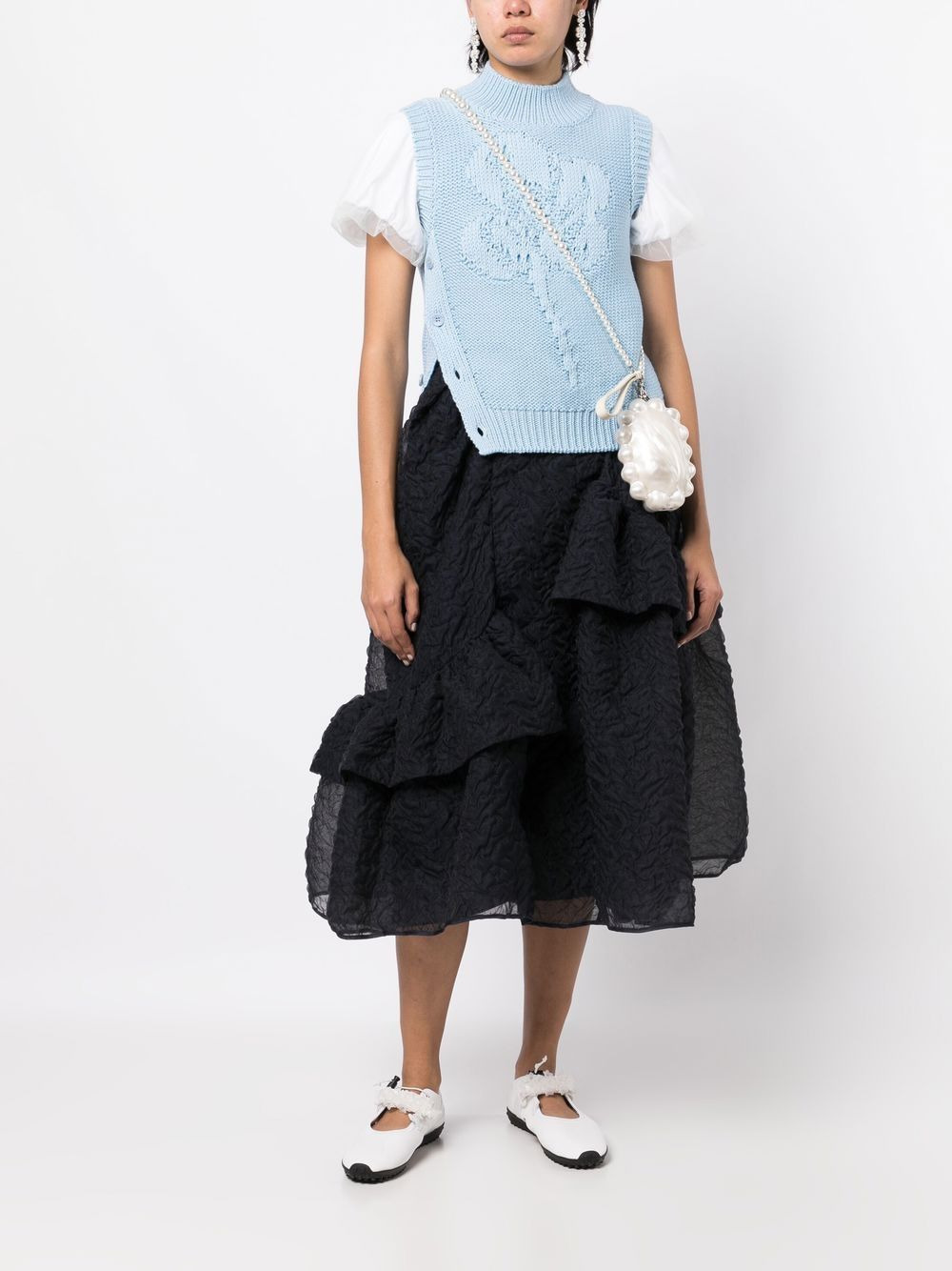 textured tiered midi skirt - 2