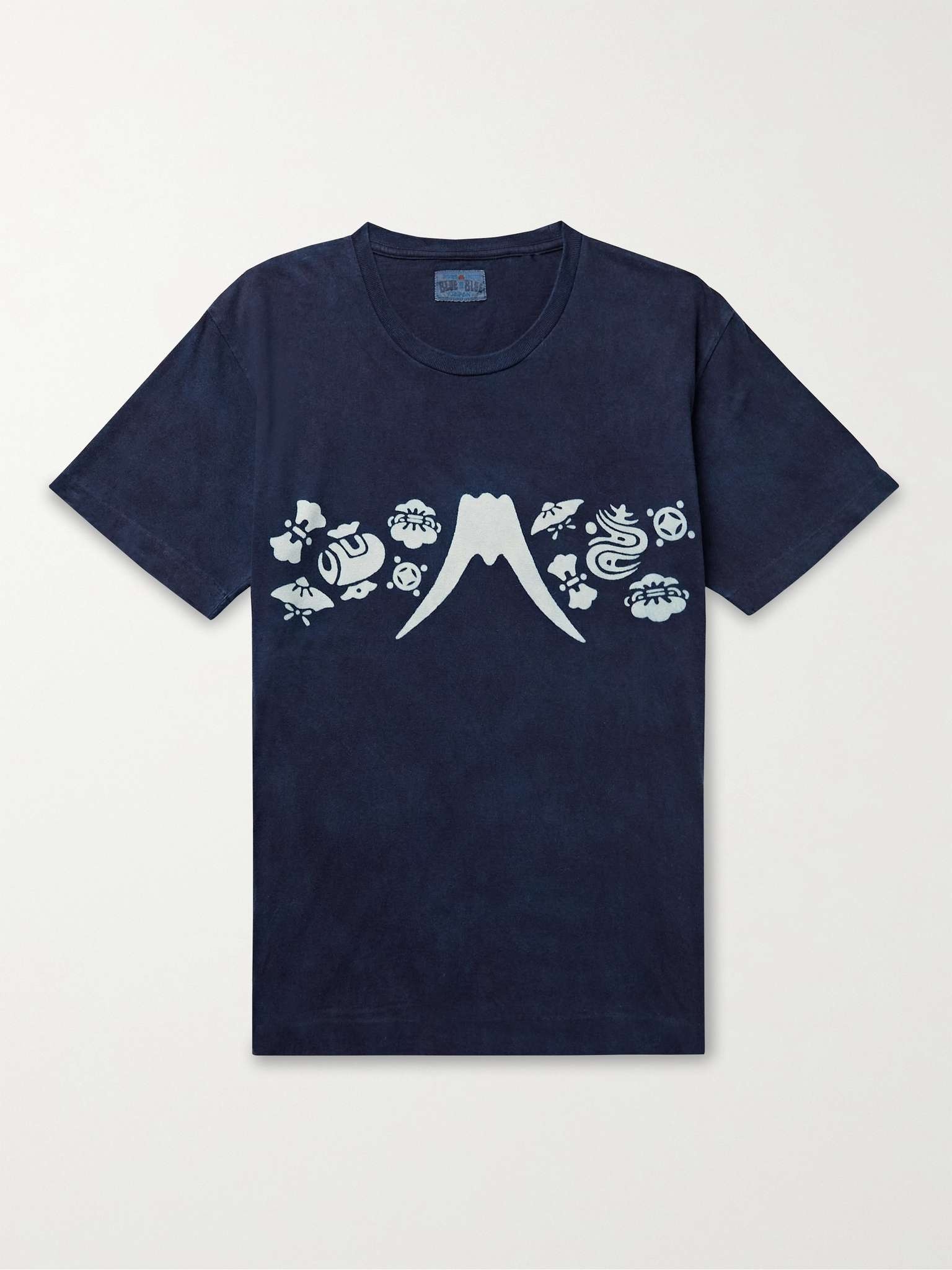 Indigo-Dyed Printed Cotton-Jersey T-Shirt - 1