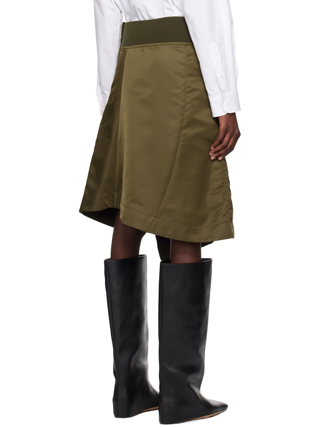 Khaki Asymmetrical Hem Miniskirt - 3