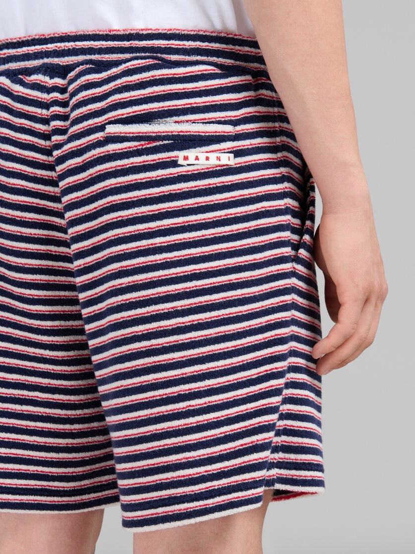 RED AND BLUE STRIPED TERRY SHORTS - 4