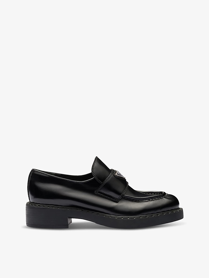 Logo-plaque leather loafers - 1