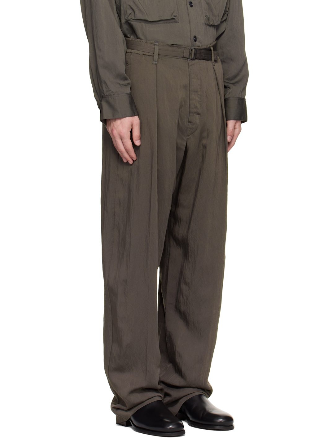 Gray Belted Relaxed Trousers - 2