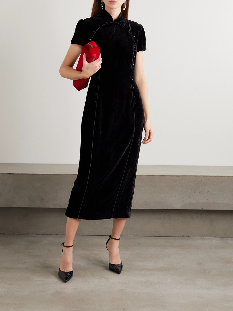 SALONI Taro-c Velvet Midi Dress outlook