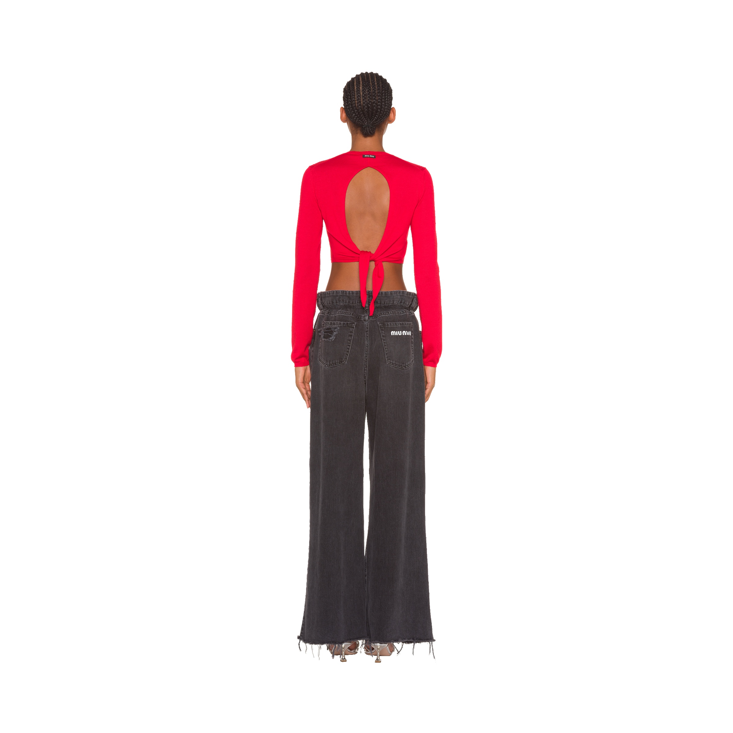 Wide-leg black denim jeans - 4