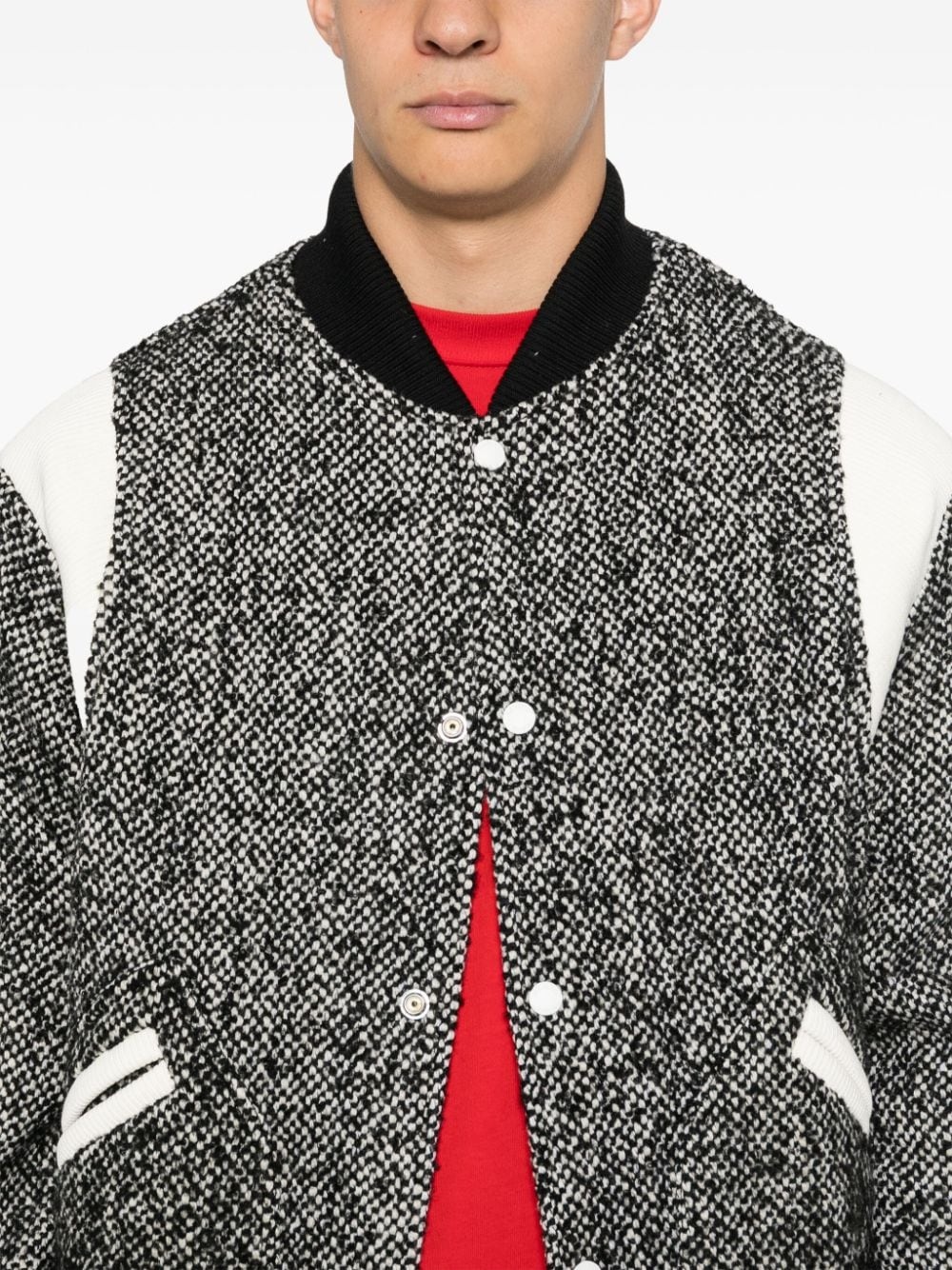 marl-knit varsity jacket - 5
