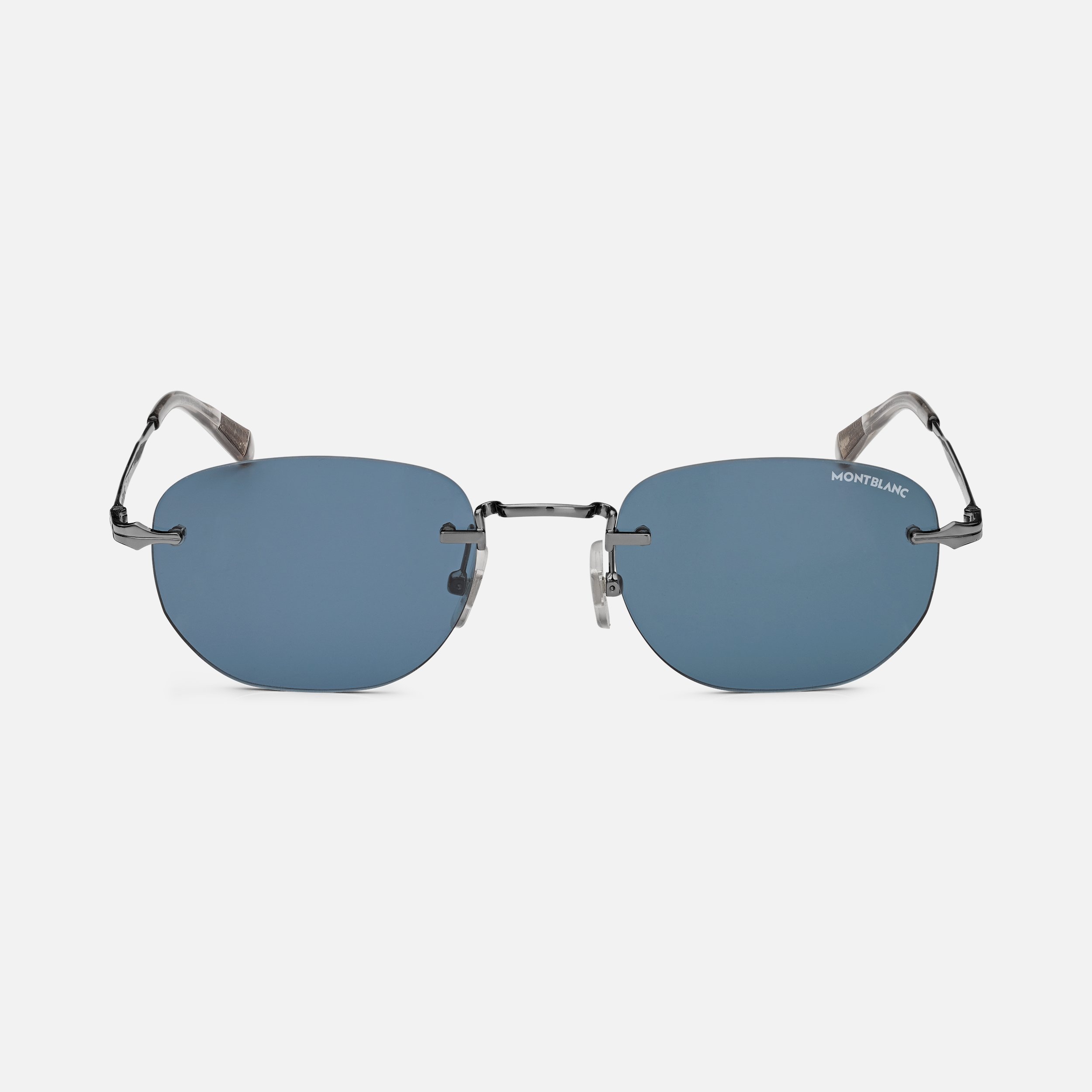 Montblanc Rectangular Sunglasses with Silver-Colored Metal Frame 
