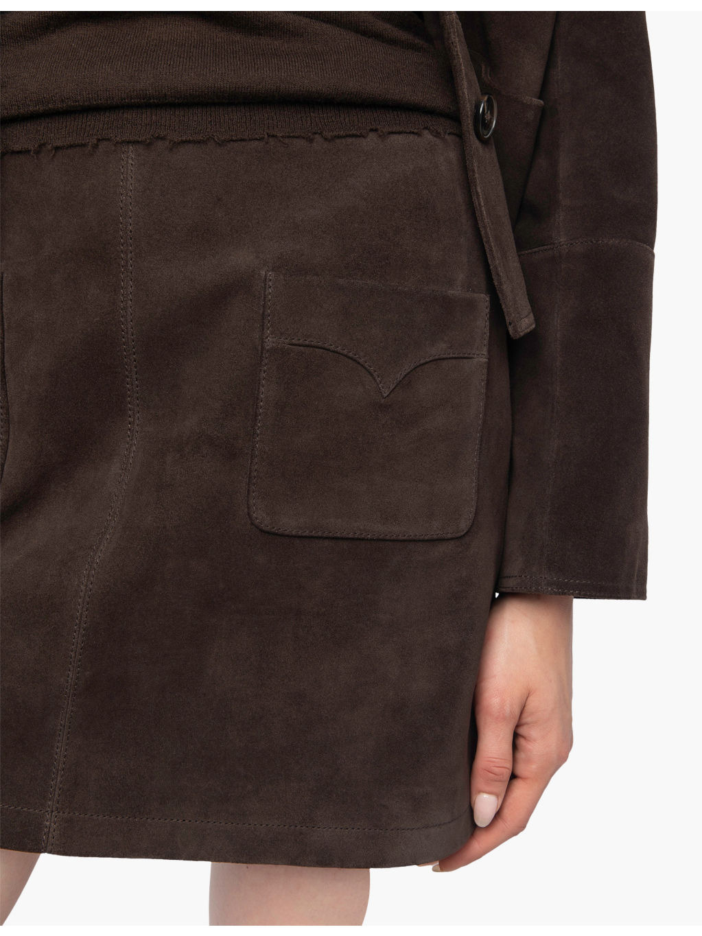 Jamie Patch-Pocket Suede Mini Skirt - 5