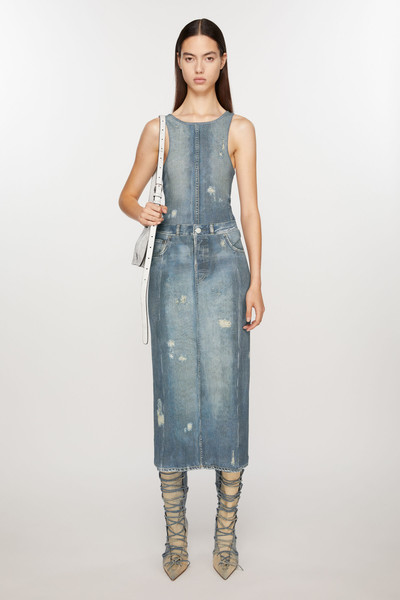 Acne Studios Rib cotton print skirt - Denim Blue outlook