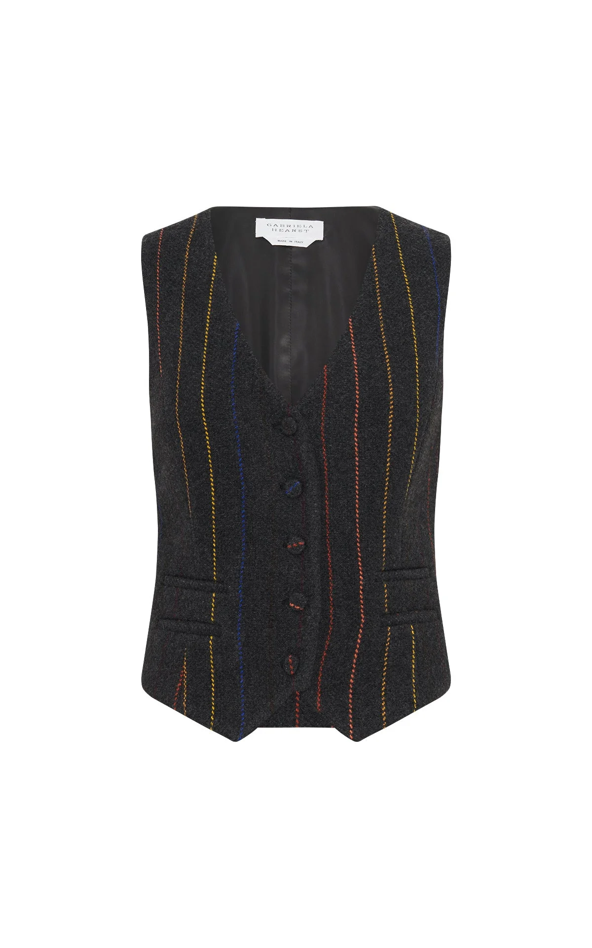 Coleridge Vest in Charcoal Multi Pinstripe Wool Cashmere - 1