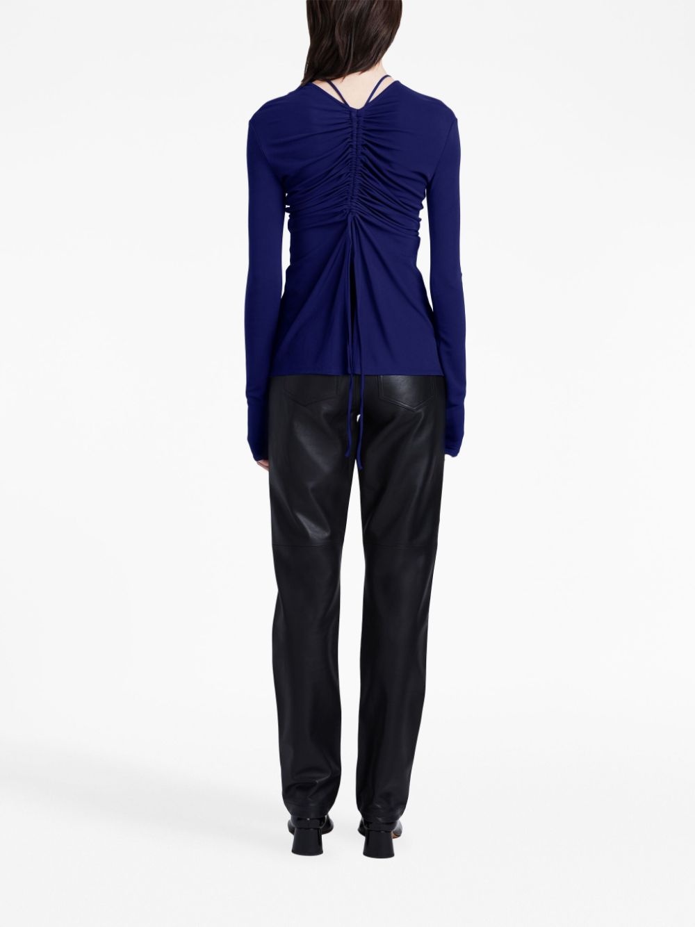 gathered-detail long-sleeve top - 4