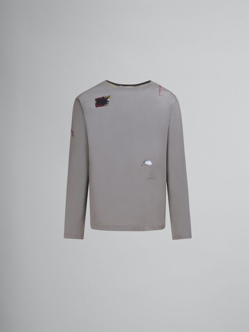 GREY ORGANIC COTTON LONG SLEEVED T-SHIRT - 1