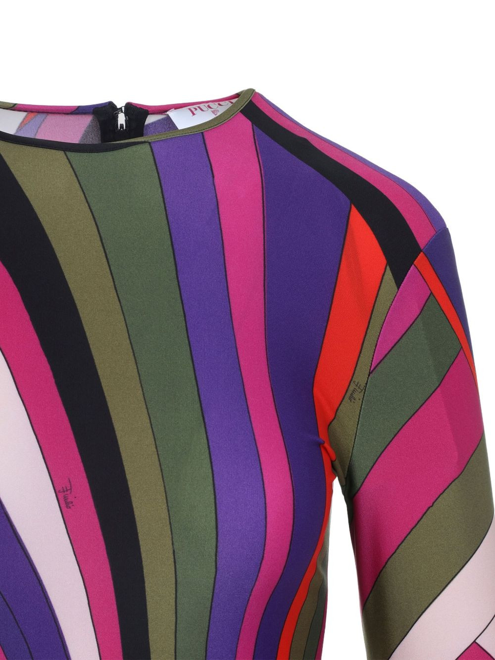 long-sleeve swirl-pattern dress - 3