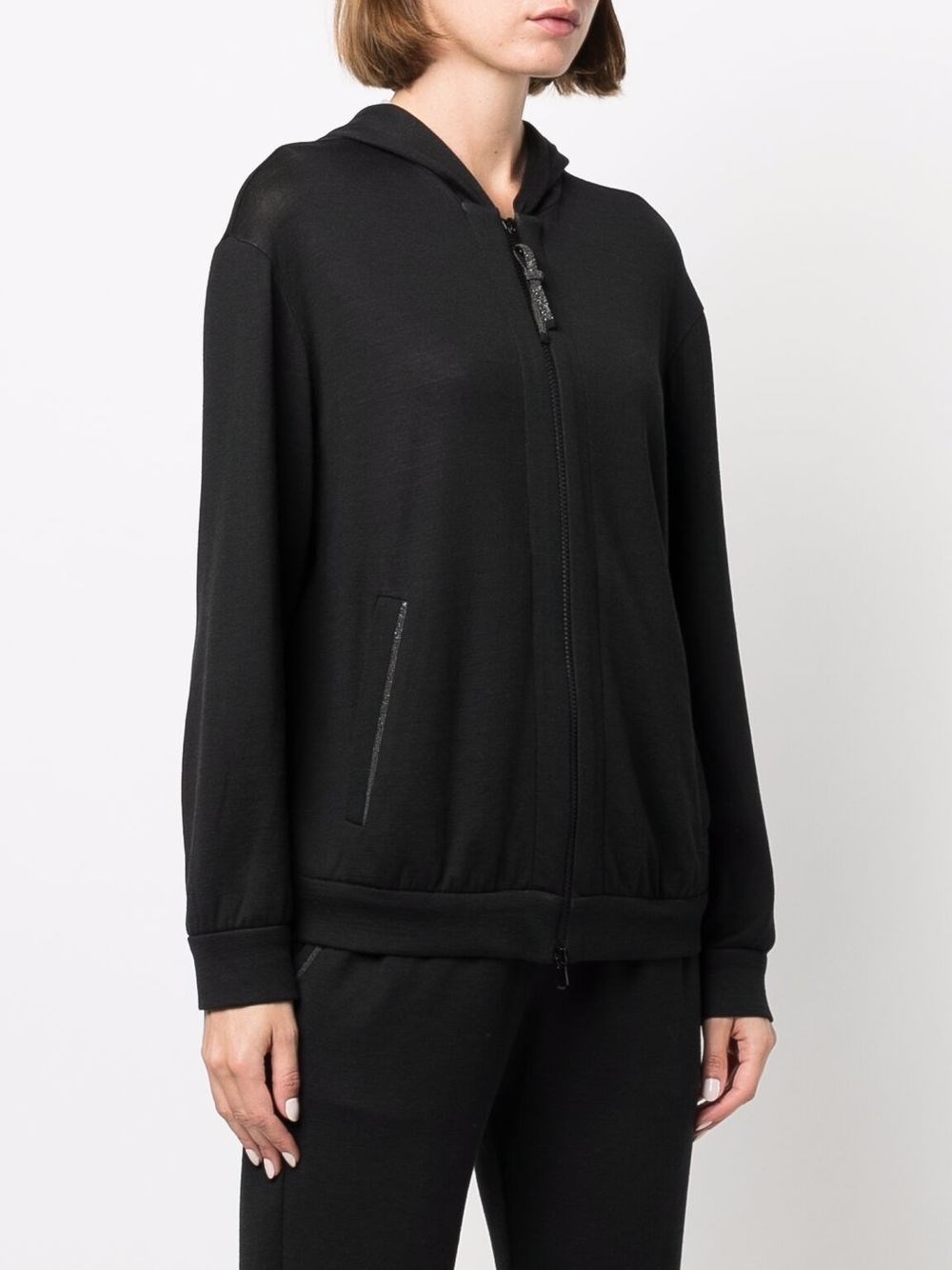 Hooded Sweatshirt With `Precious` Zipper Pull - 4