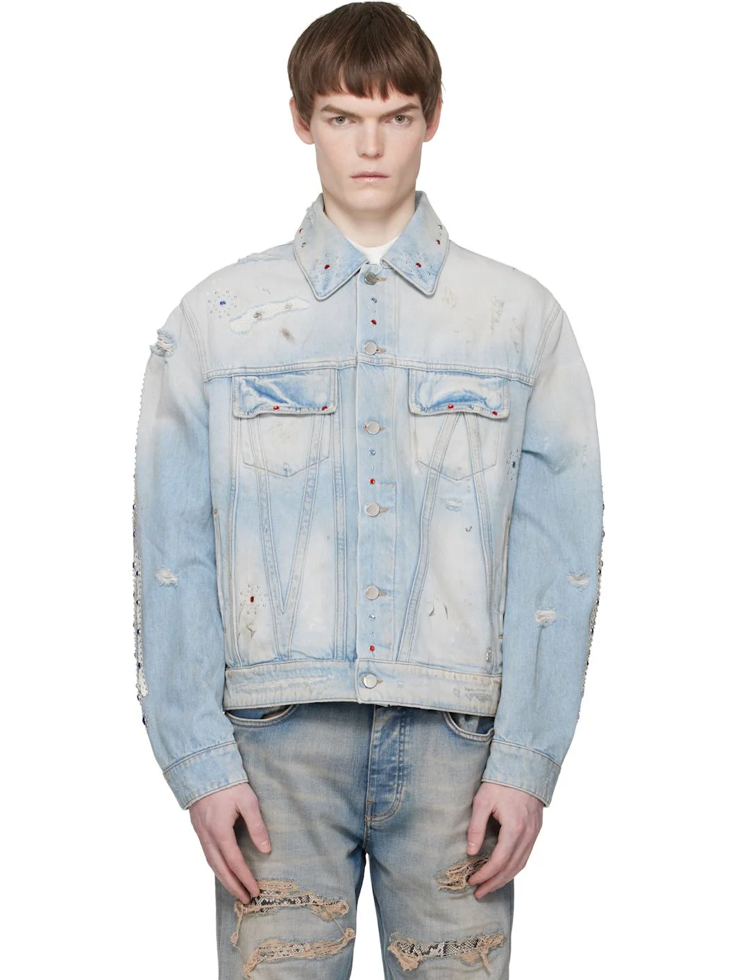 Blue Bones Studded Denim Trucker Jacket - 1