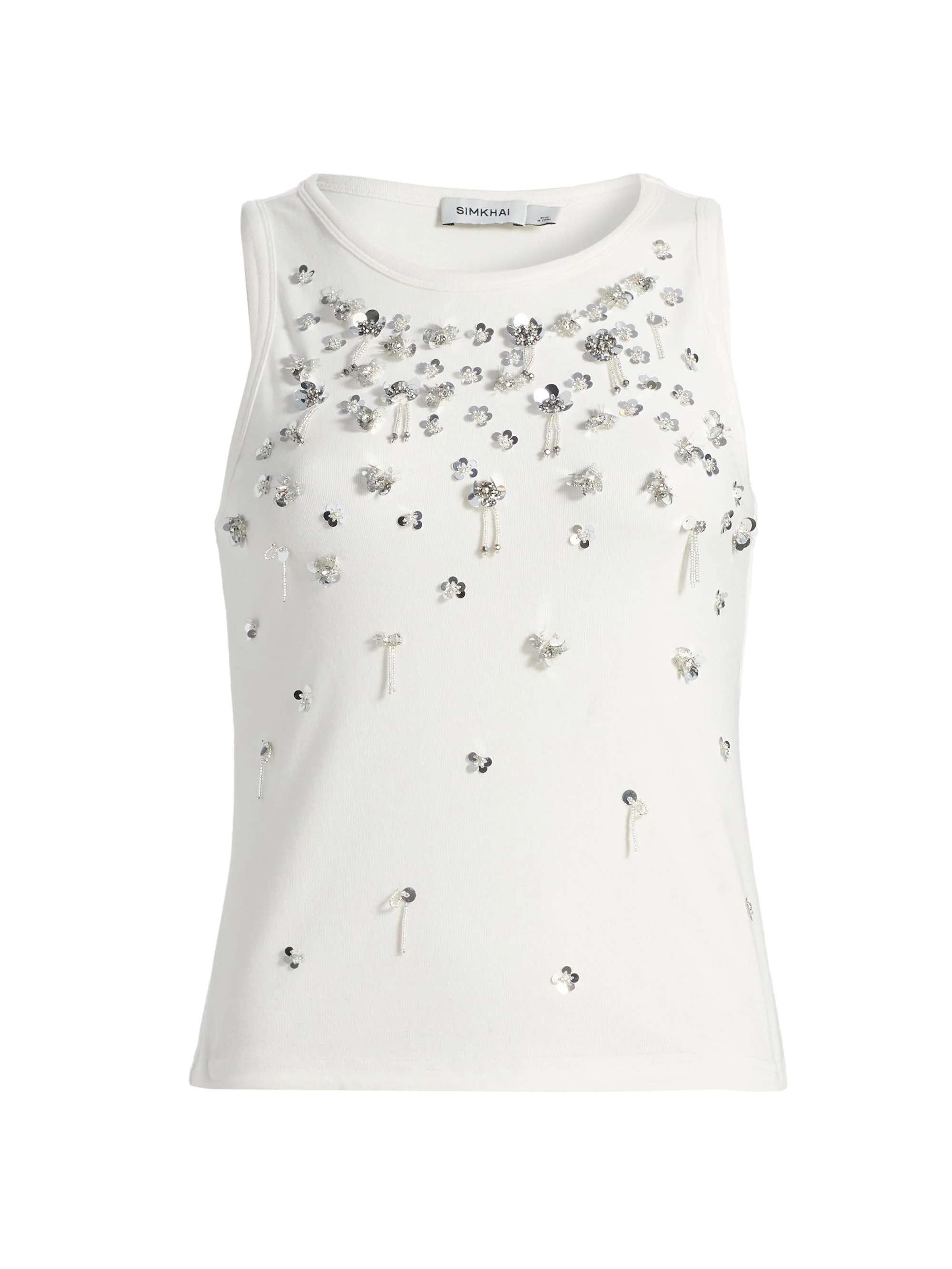 Women's Alistair Embellished Crewneck Tank - White - 1