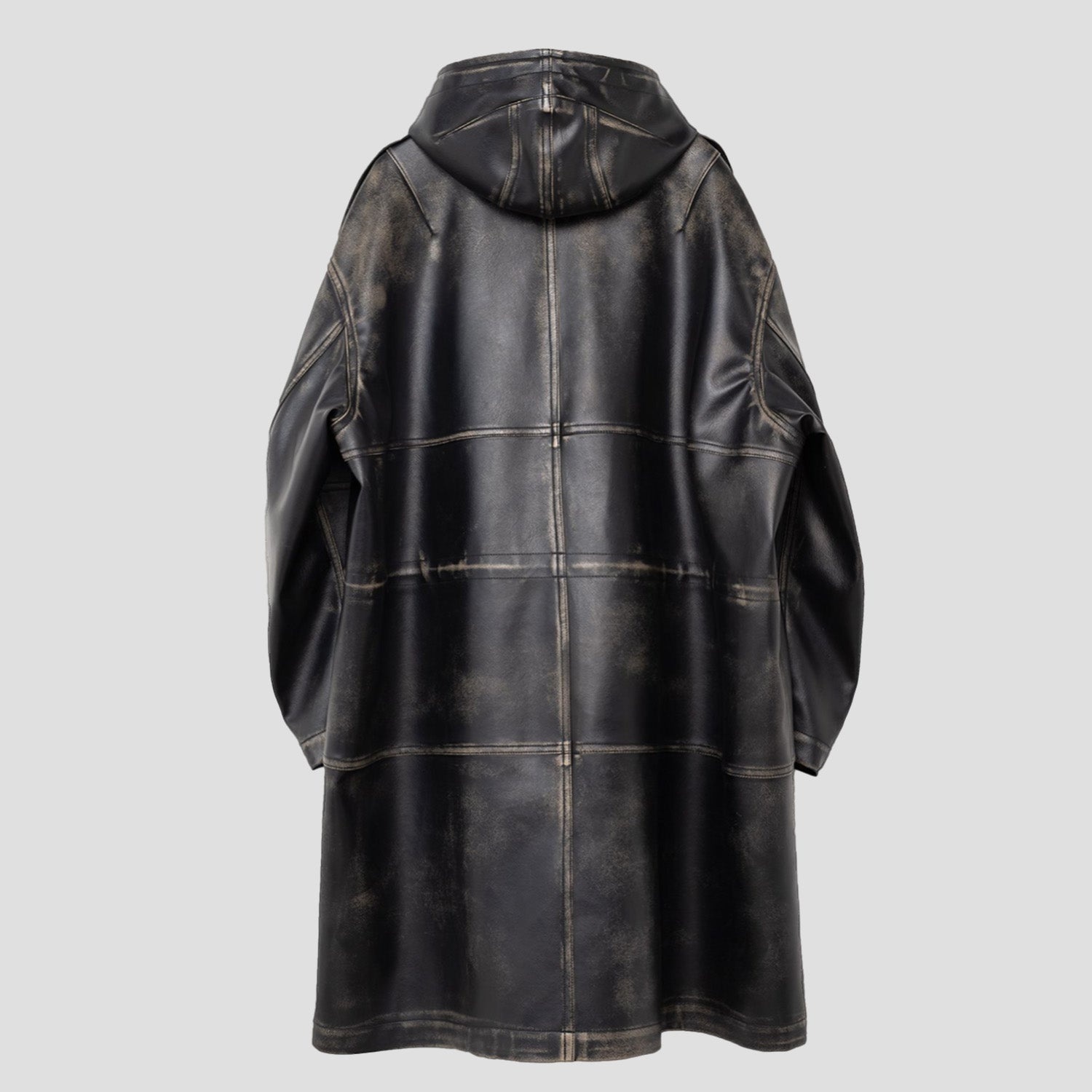 SYNTHETIC LEATHER HOODED COAT - 3