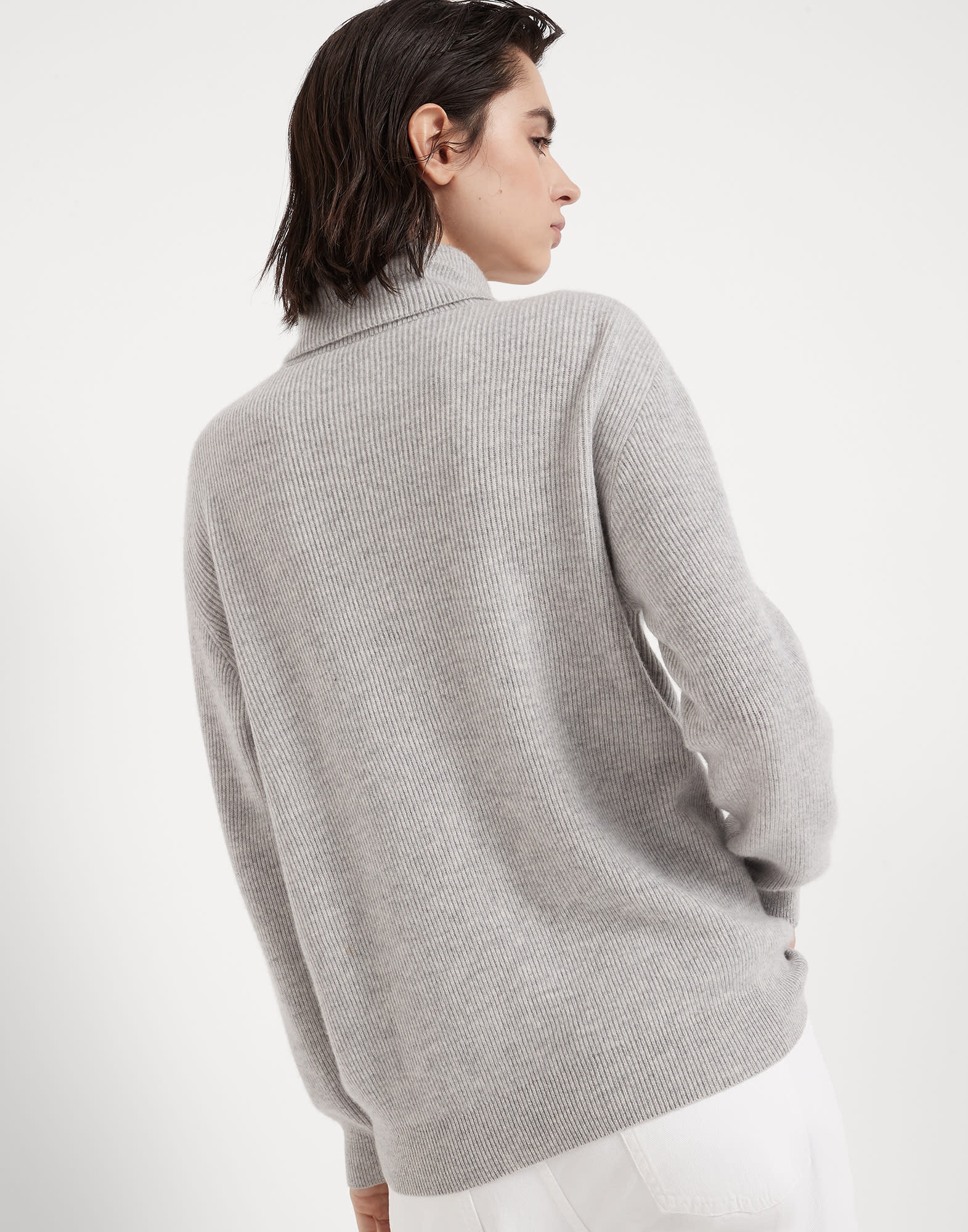 Cashmere English rib turtleneck sweater with monili - 2