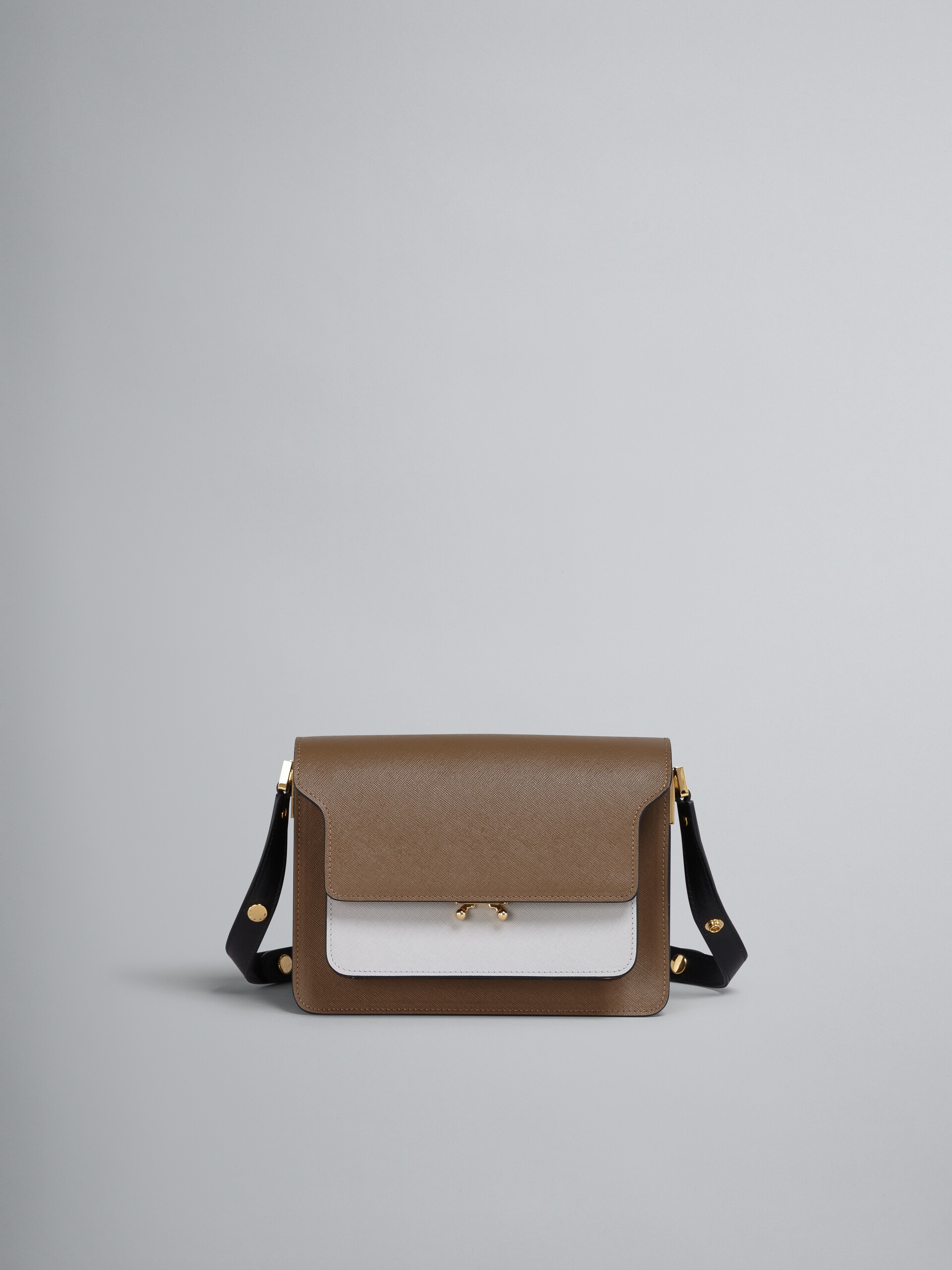 TRUNK MEDIUM BAG IN BROWN GREY AND BLACK SAFFIANO LEATHER - 1