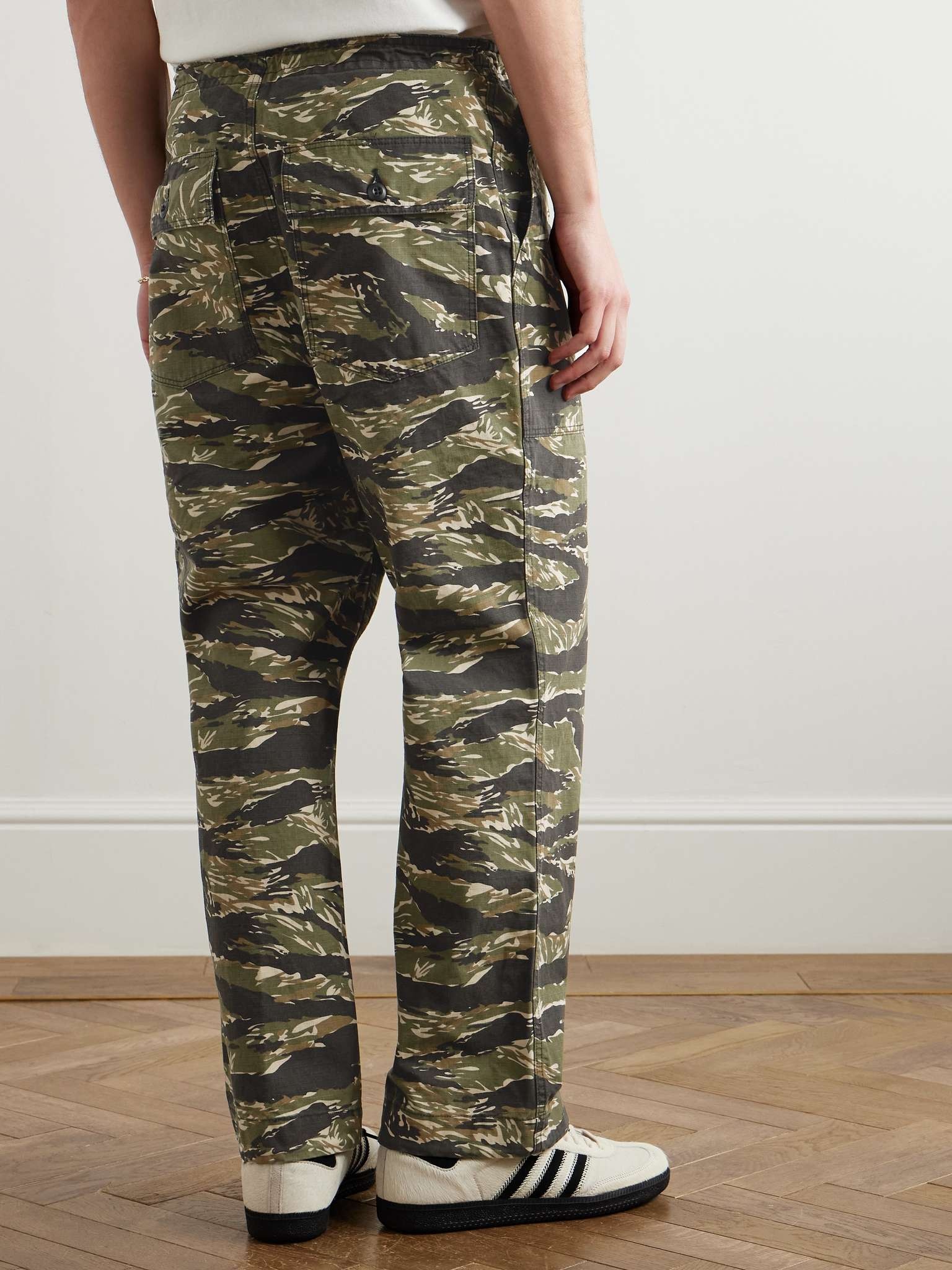 String Fatigue Straight-Leg Camouflage-Print Cotton-Ripstop Drawstring Trousers - 4