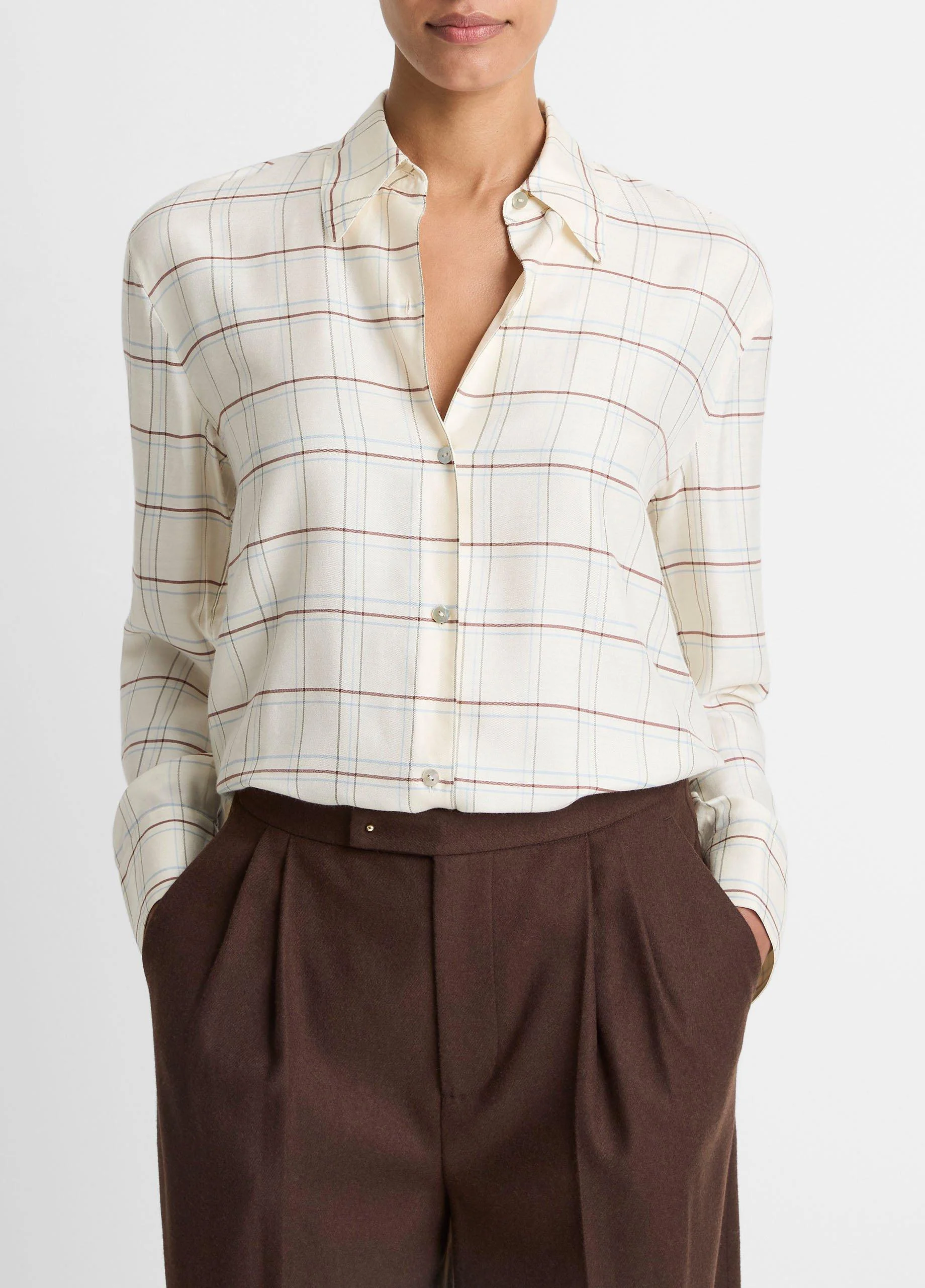 Checked Plaid Button-Front Shirt - 1