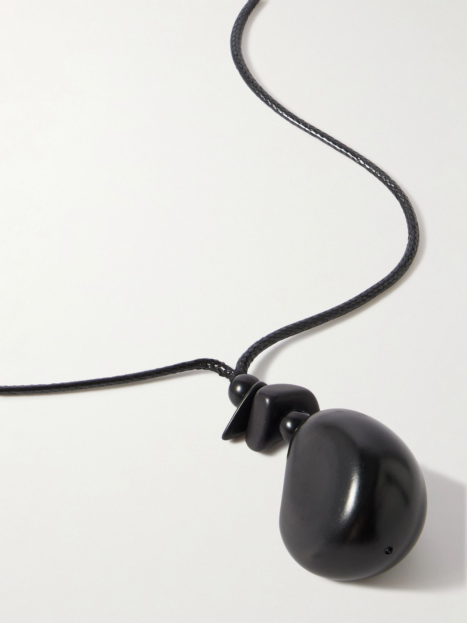 The Pendant tagua and leather necklace Black - 4