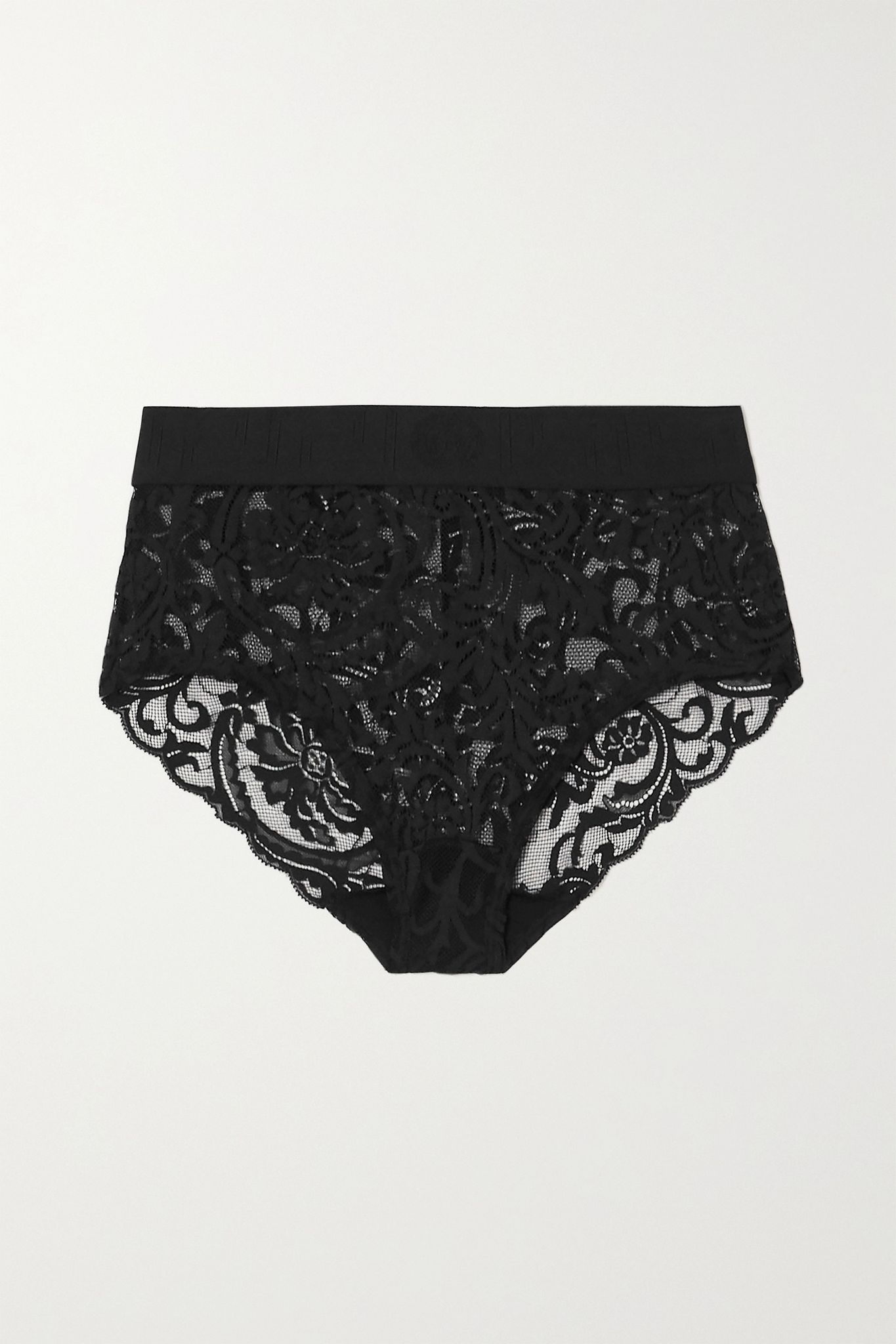 Jacquard-trimmed stretch-lace briefs - 1