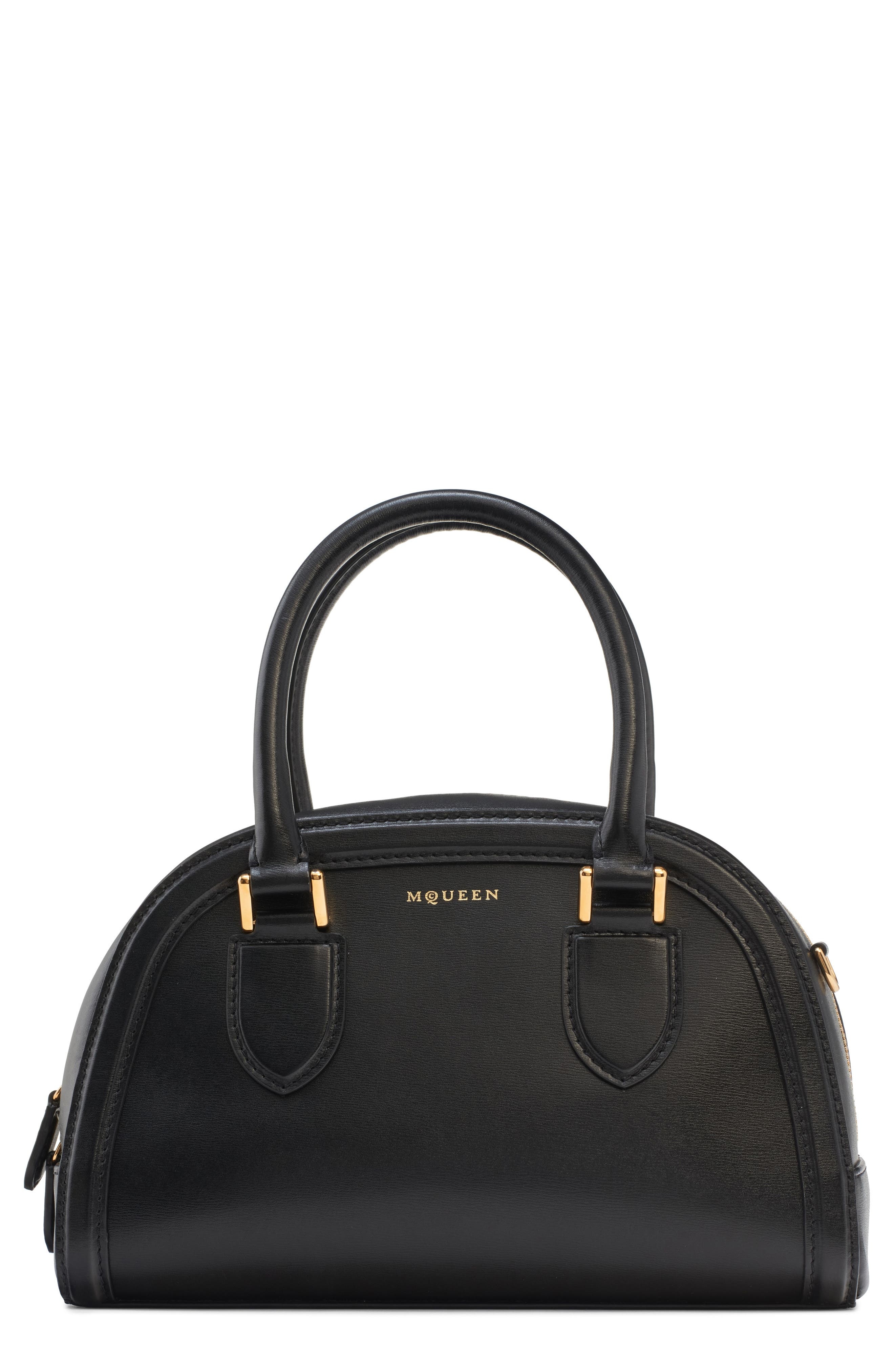 McQueen Small Birdee Boston Handbag in Black/Gold at Nordstrom - 1